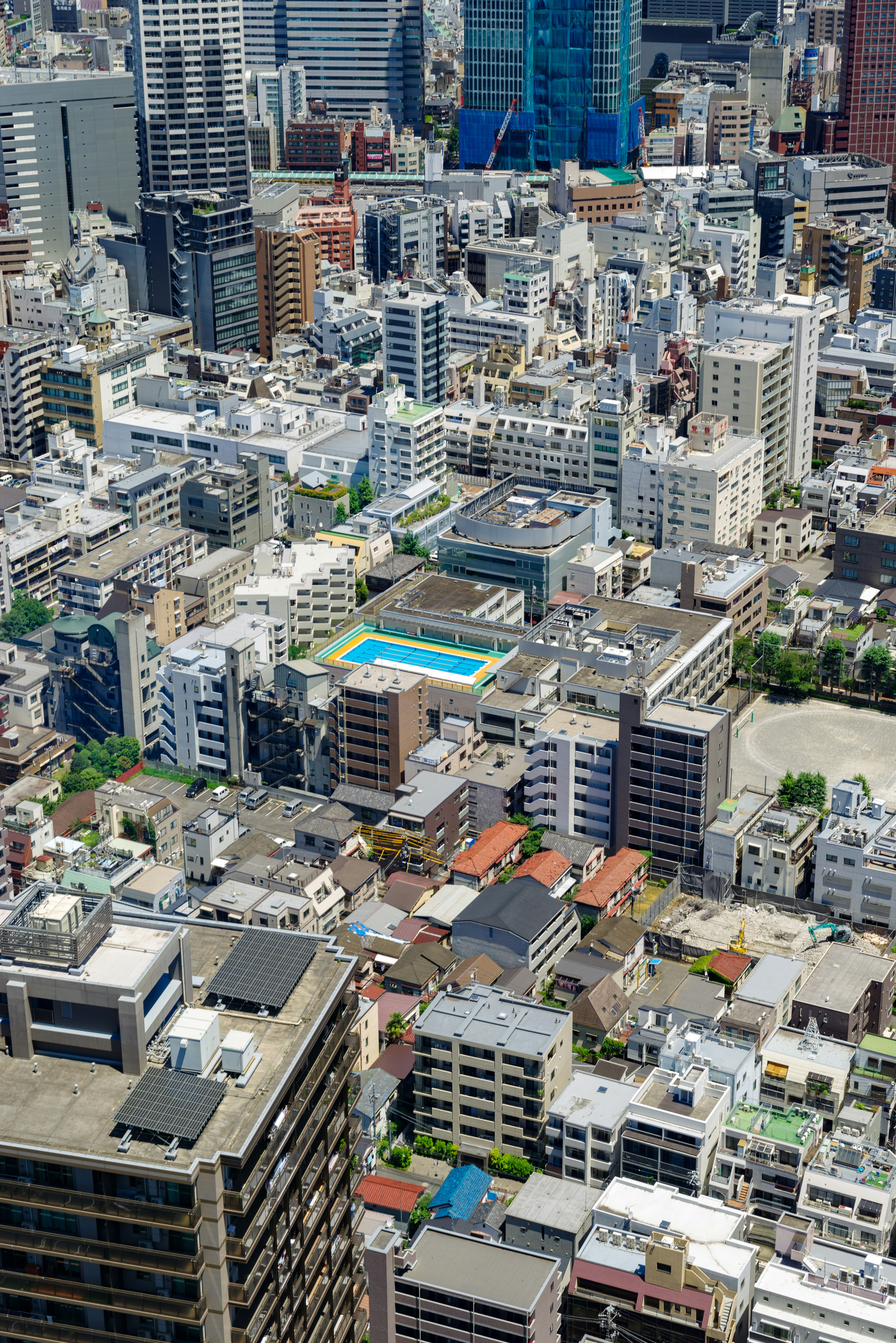 Aerial view of Tokyo showcasing a mix of residential and commercial buildings