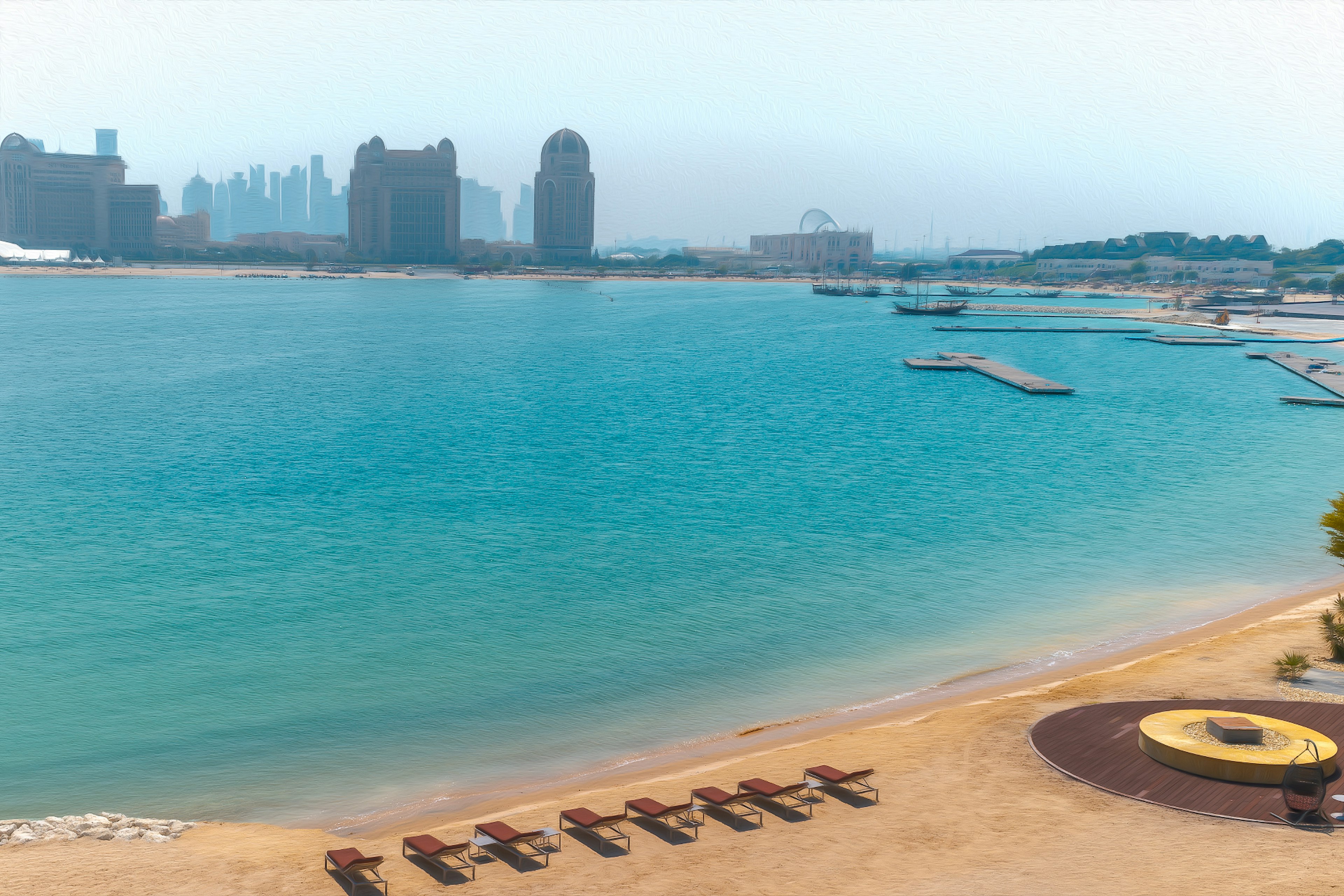 Cityscape with beach and turquoise water