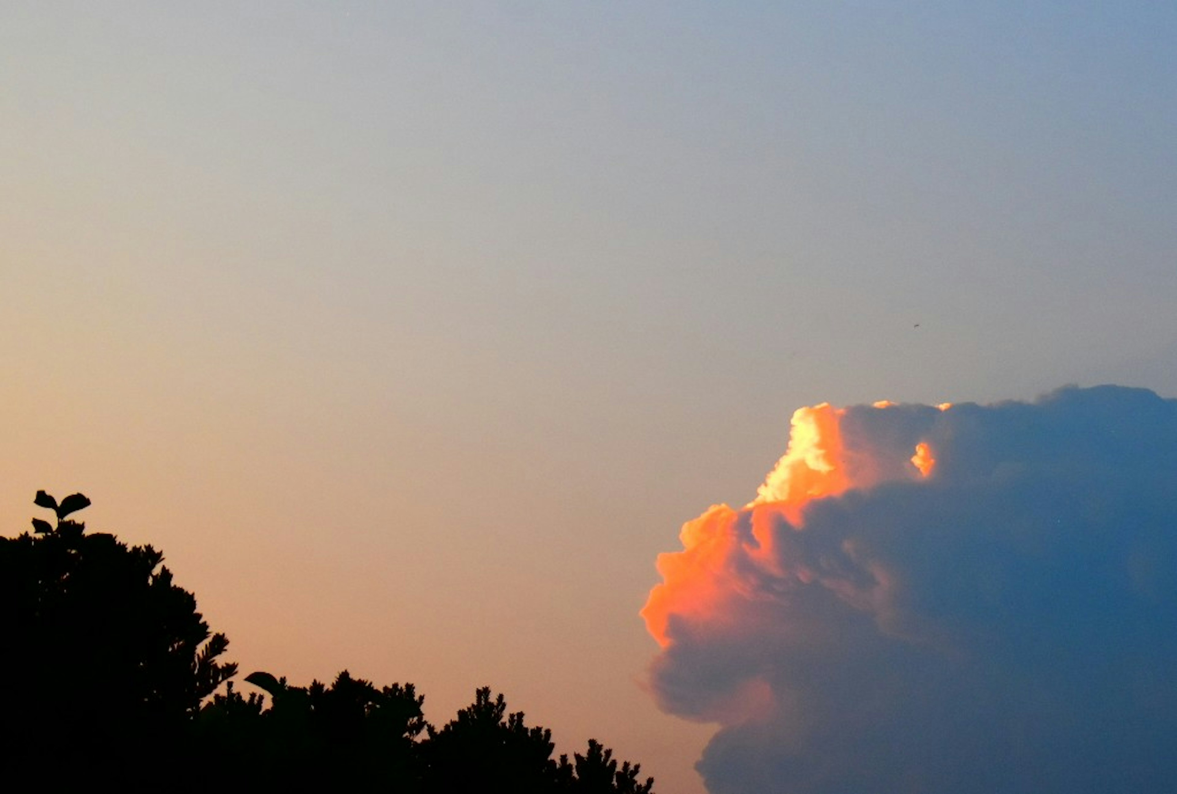 Silhouette awan melawan langit senja