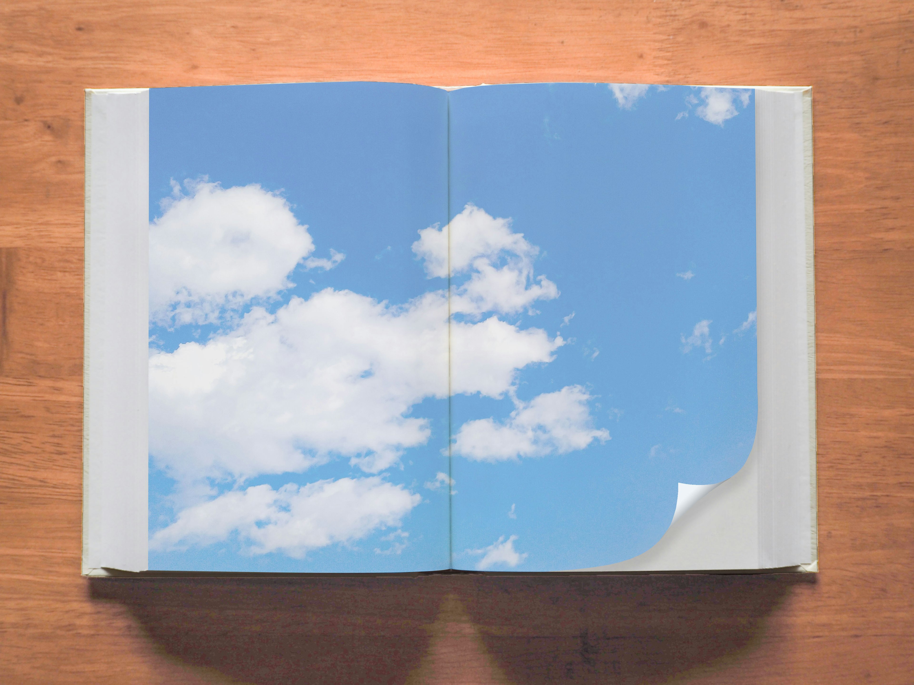 Un libro aperto che mostra una foto del cielo