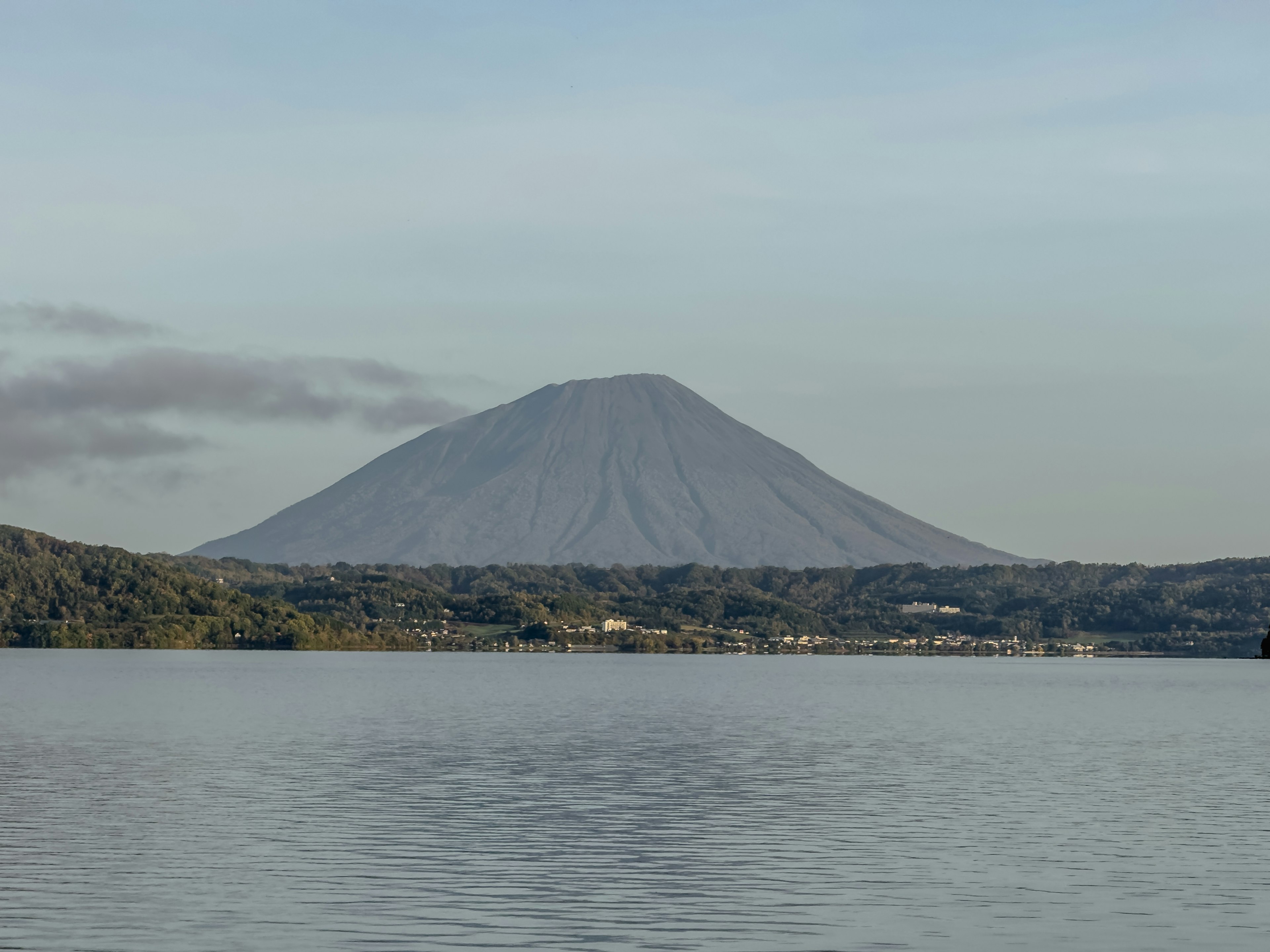 Scenic view of a lake with a prominent mountain in the background