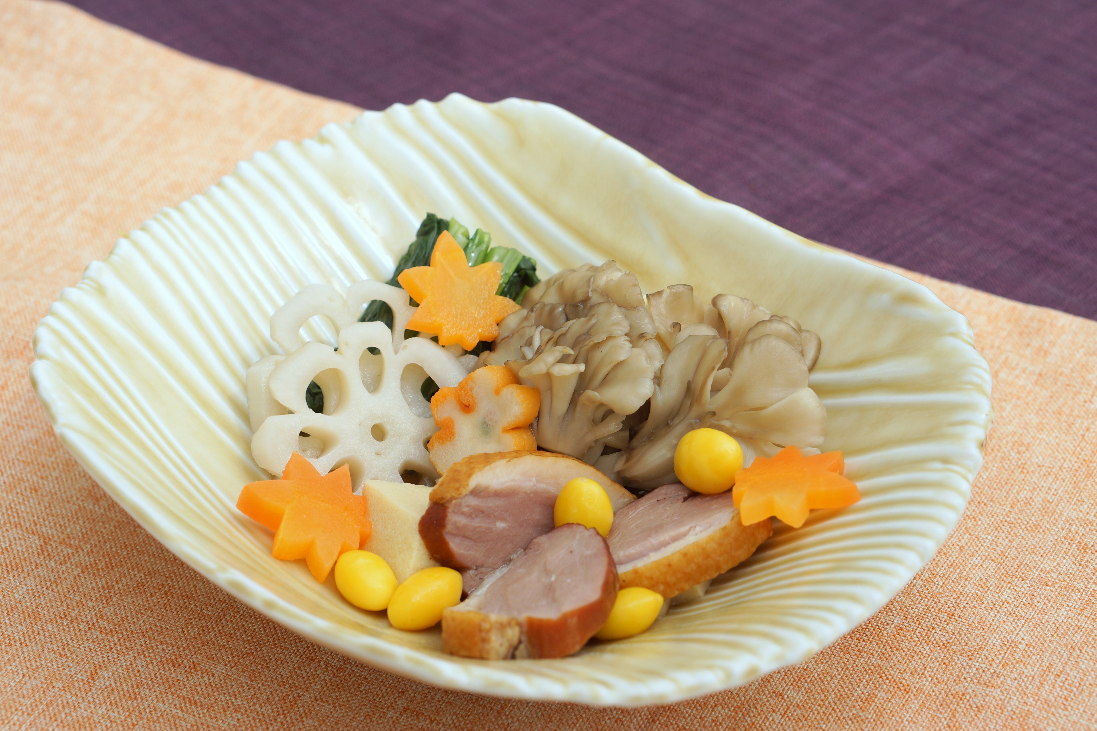 Beautifully arranged Japanese dish featuring colorful ingredients