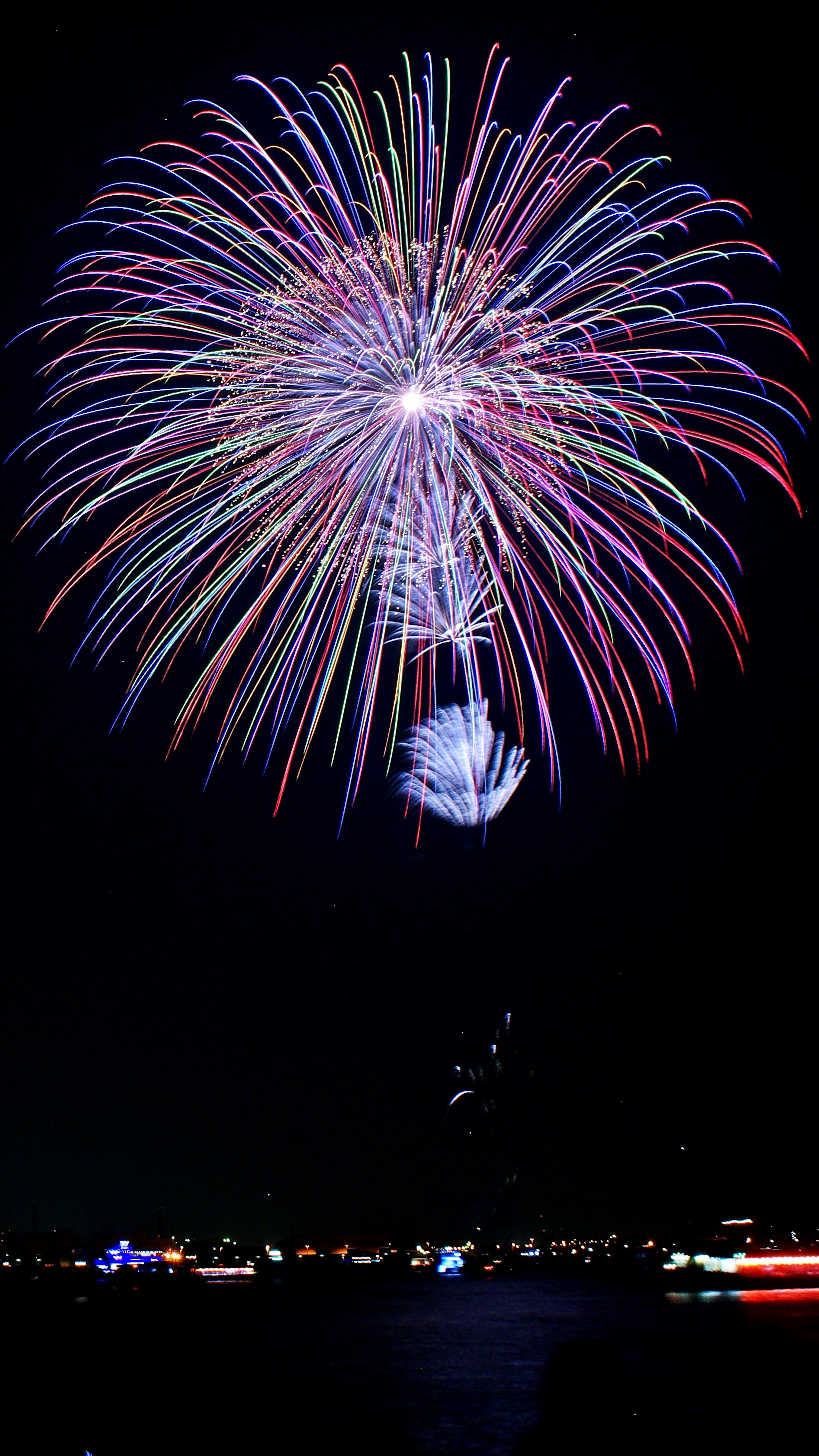 Spectacle de feux d'artifice vibrant dans le ciel nocturne avec des motifs colorés et des éclats