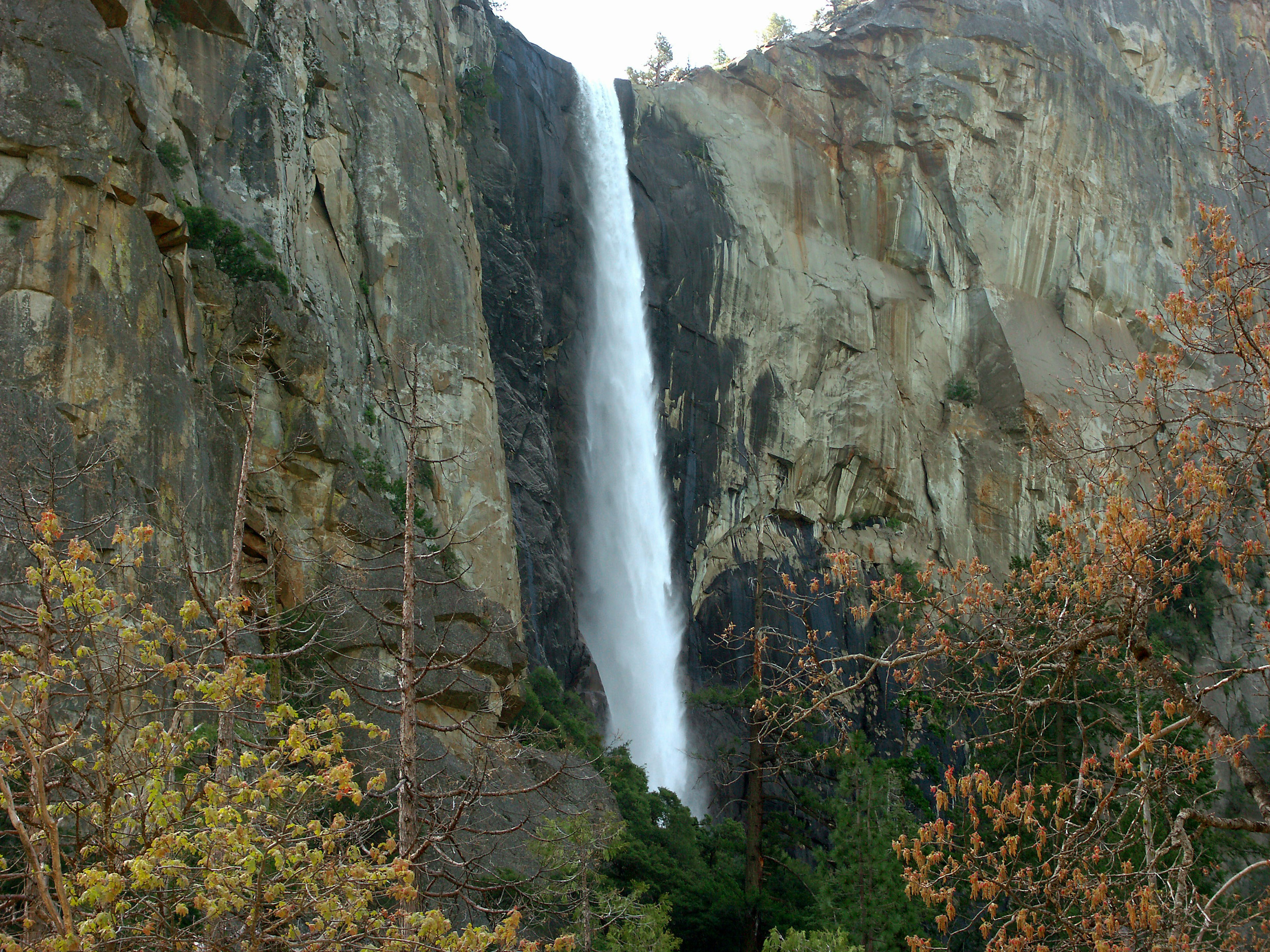 Beautiful waterfall cascading in Yosemite National Park