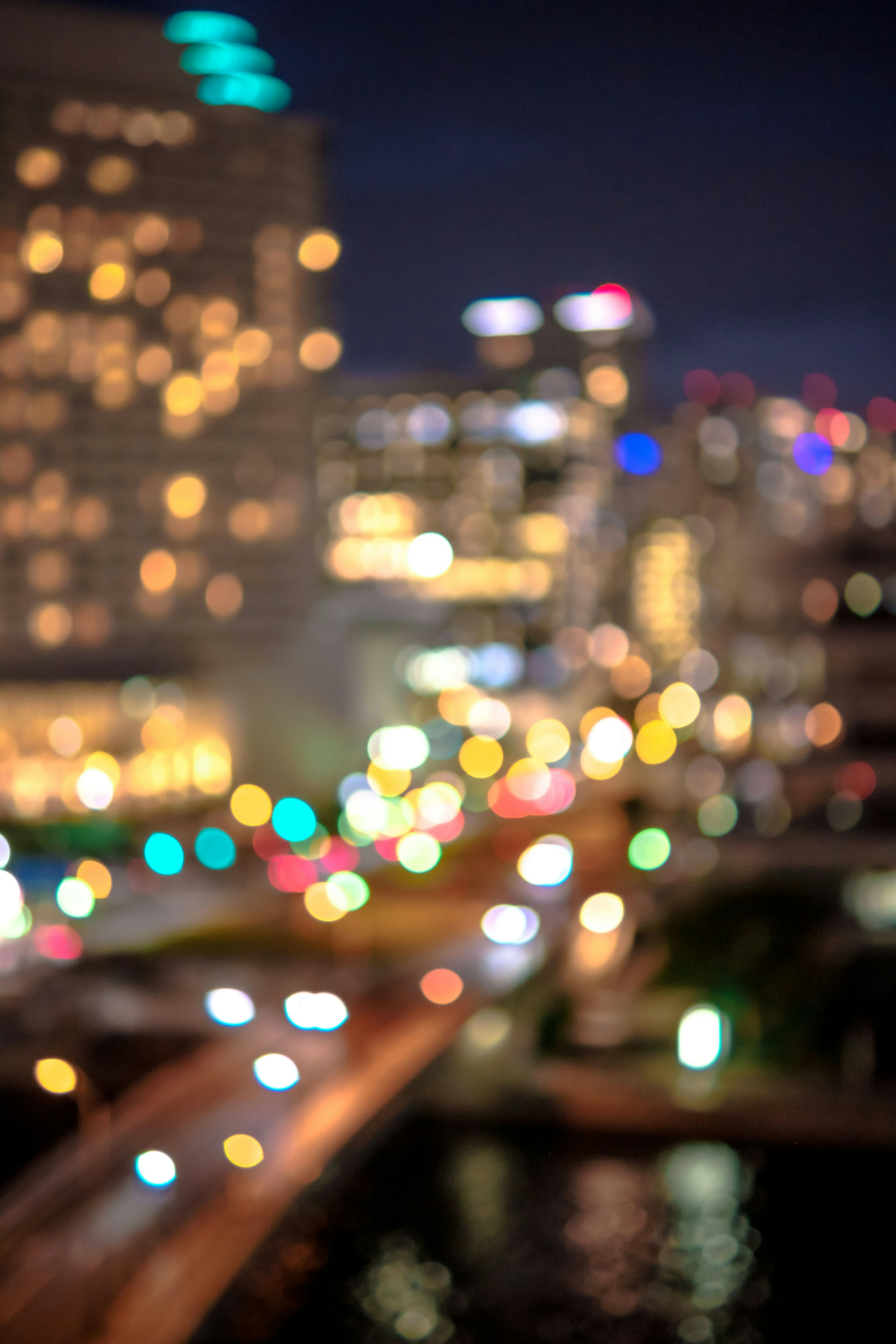 Blurred city lights at night