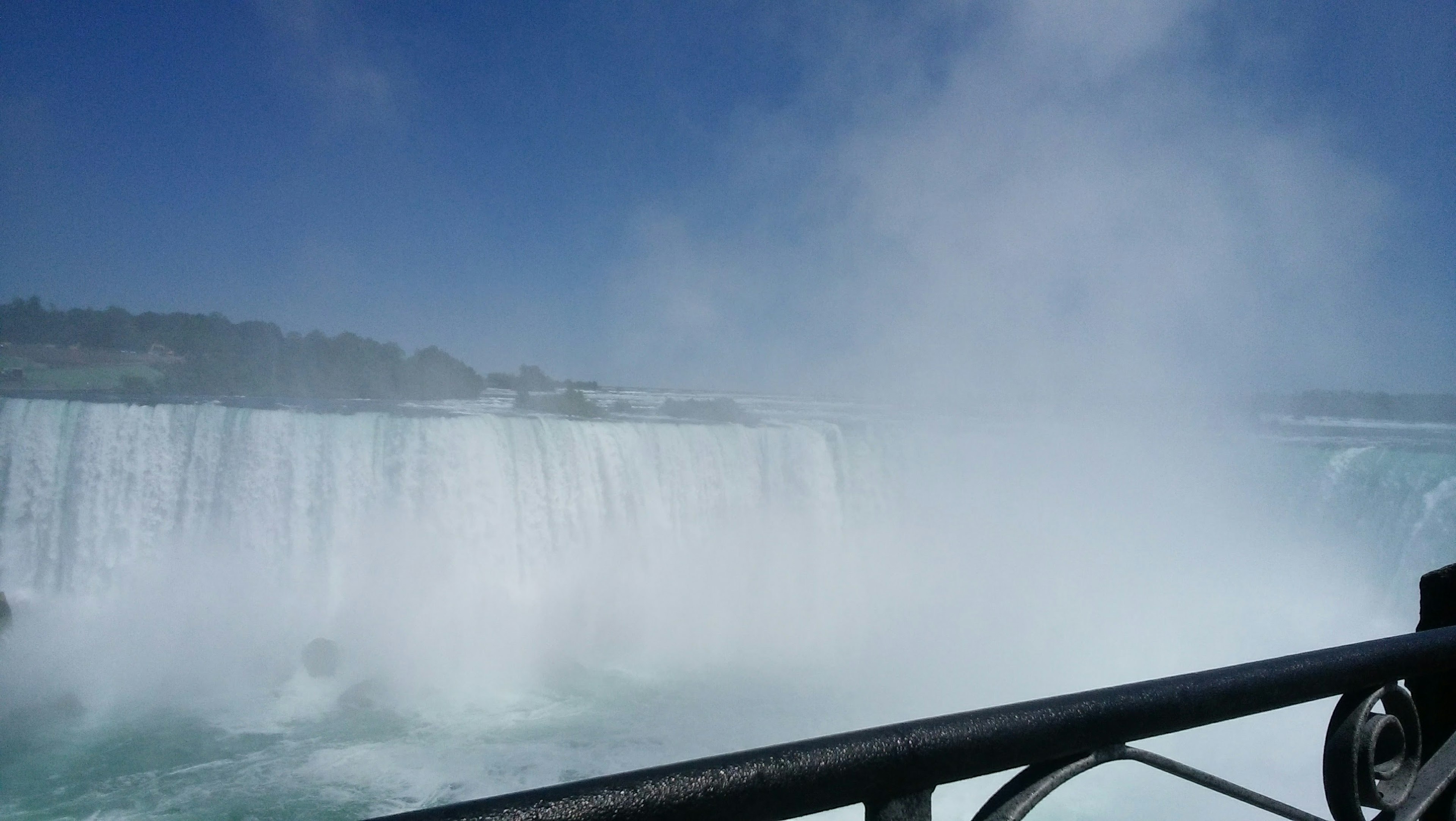 Majestic view of Niagara Falls with mist and flowing water