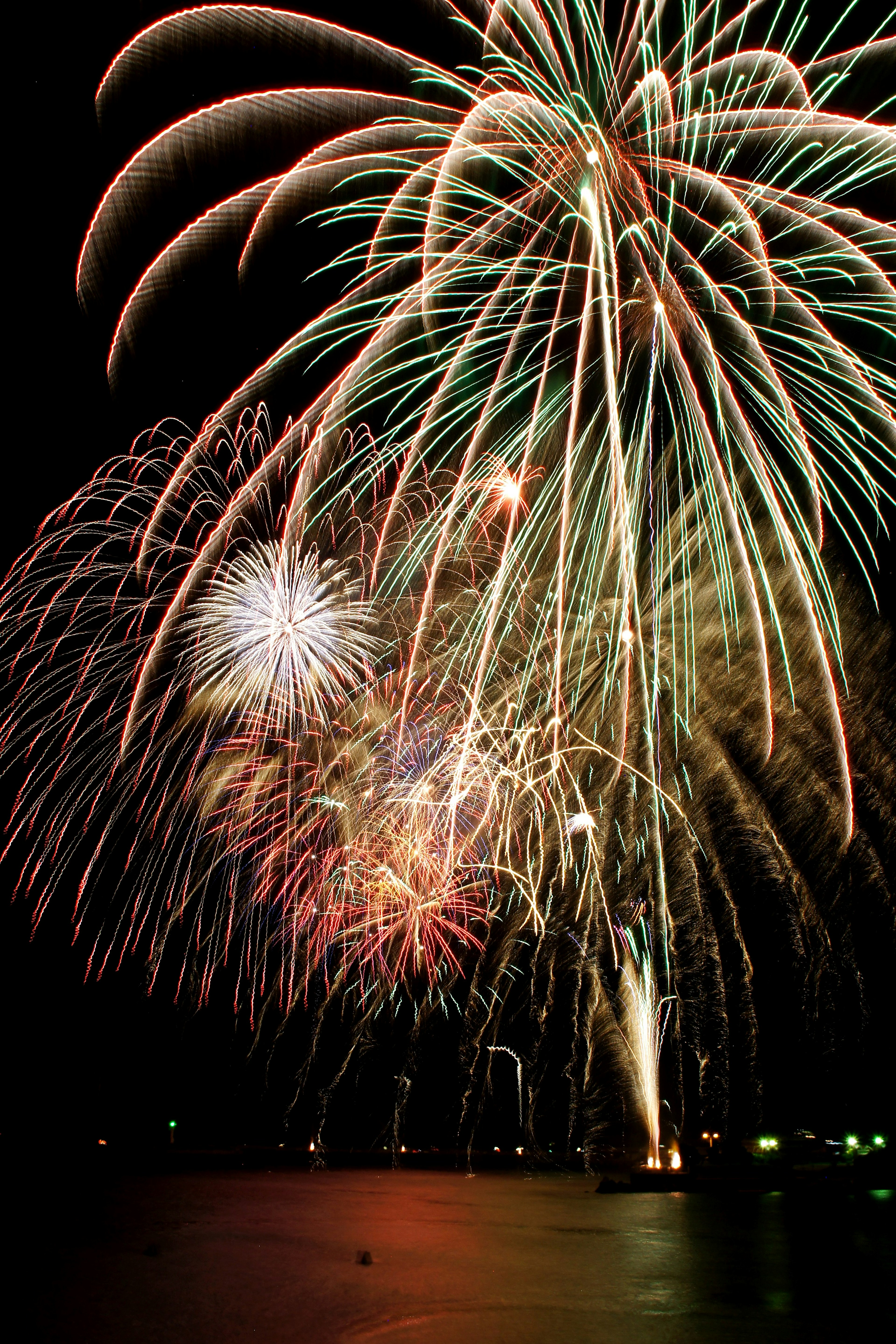 Spectacle de feux d'artifice colorés illuminant le ciel nocturne