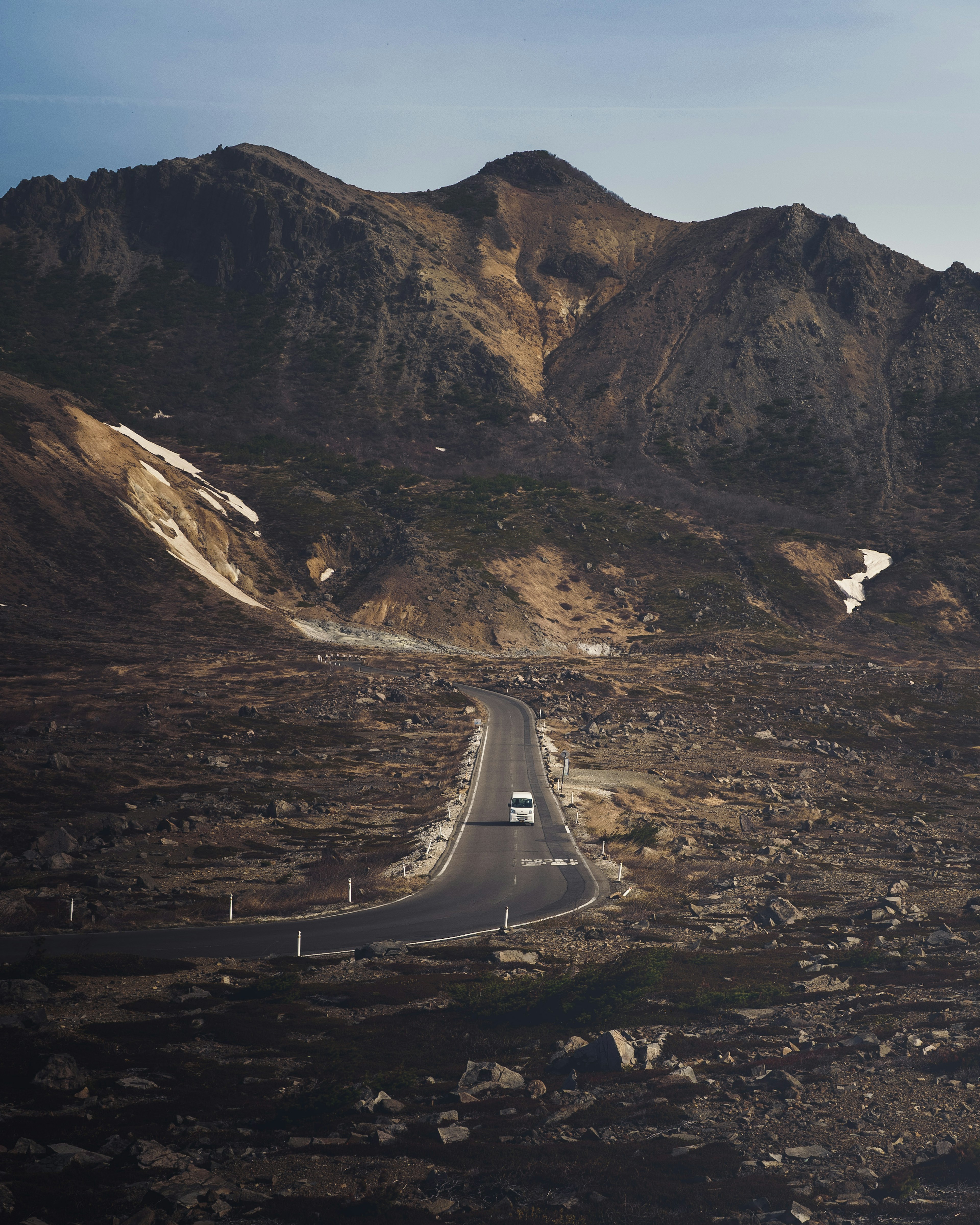 Scenic road winding through mountains