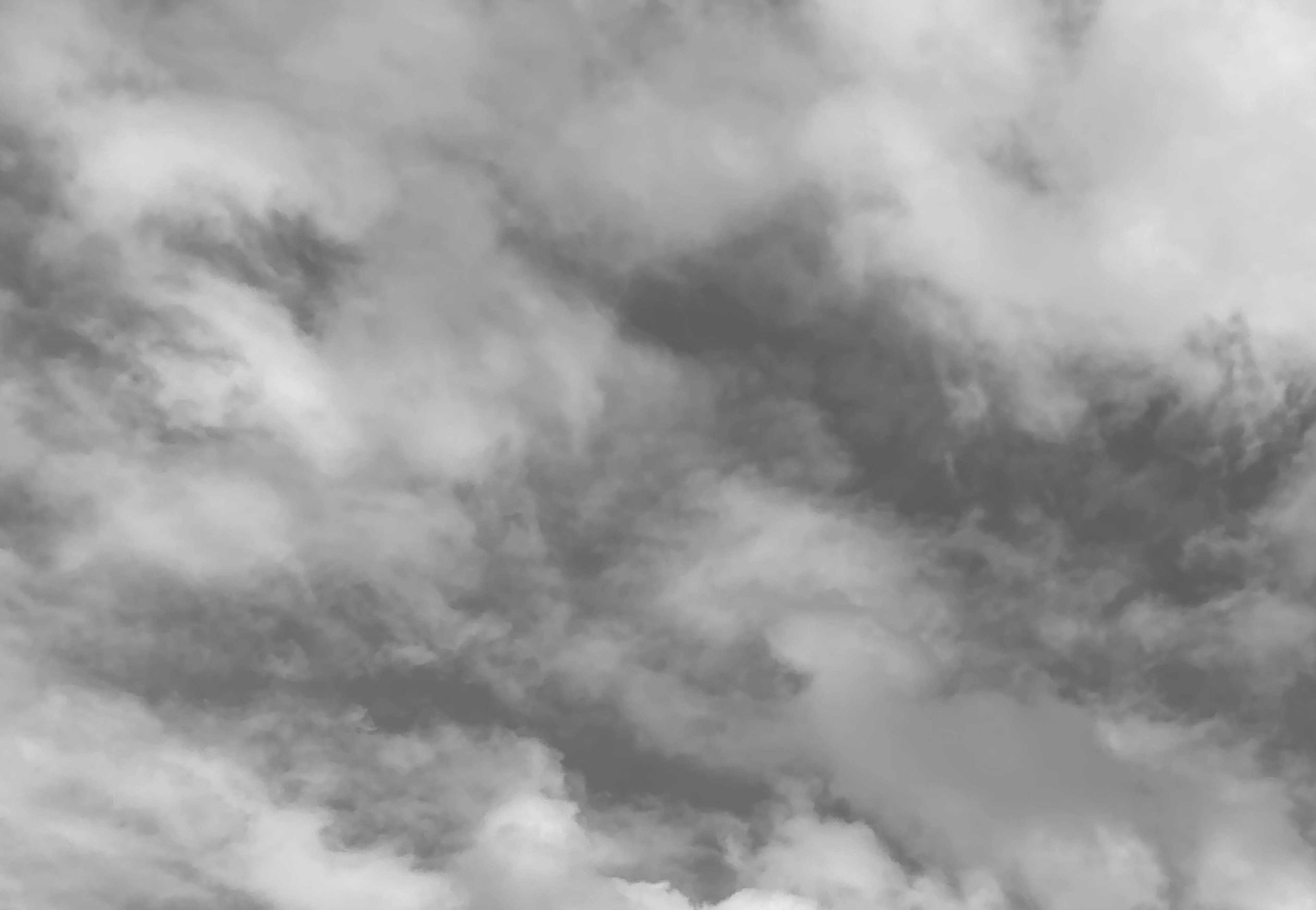 Black and white image of a cloudy sky with various cloud formations