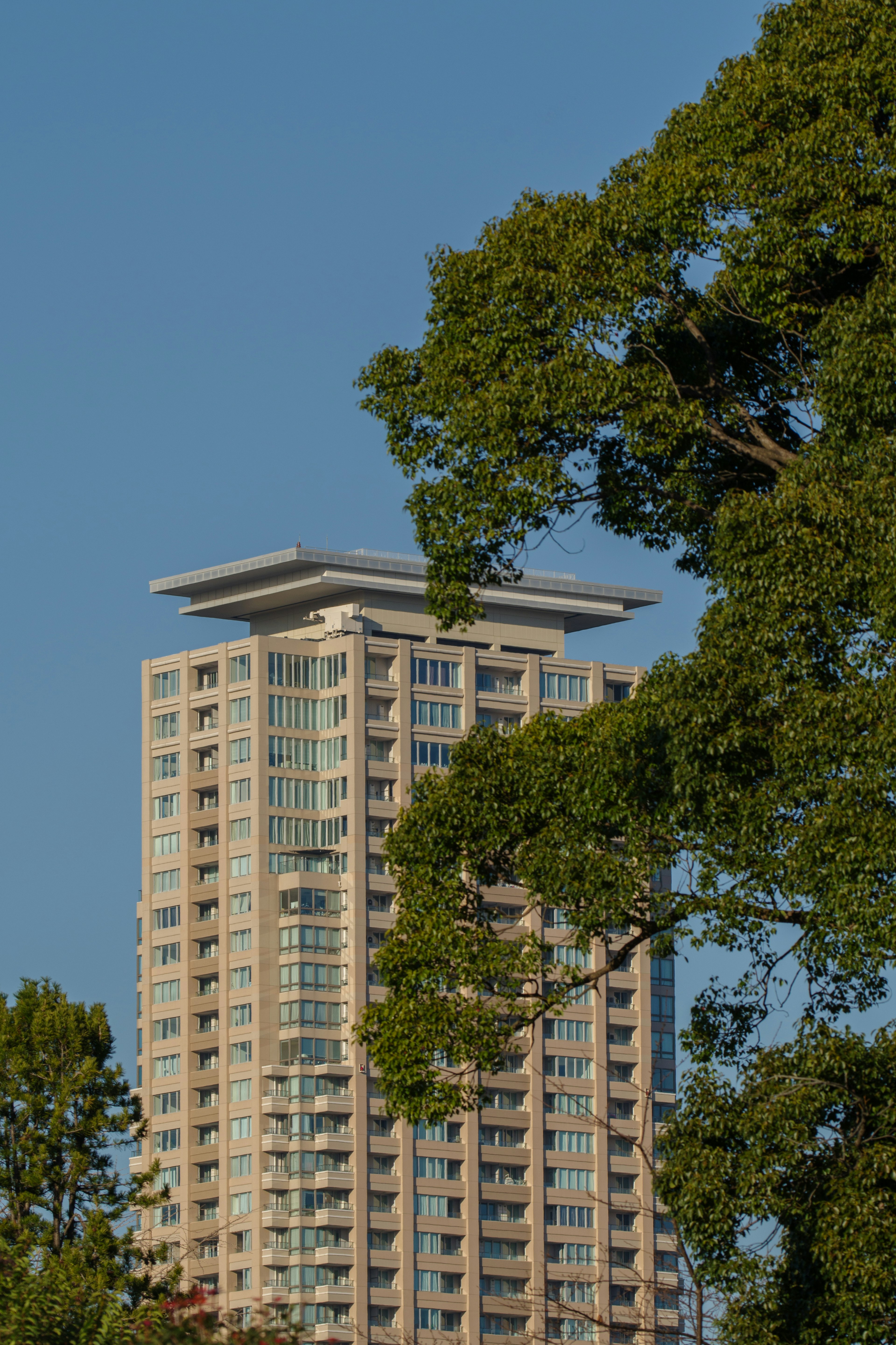 Tall building against a clear blue sky