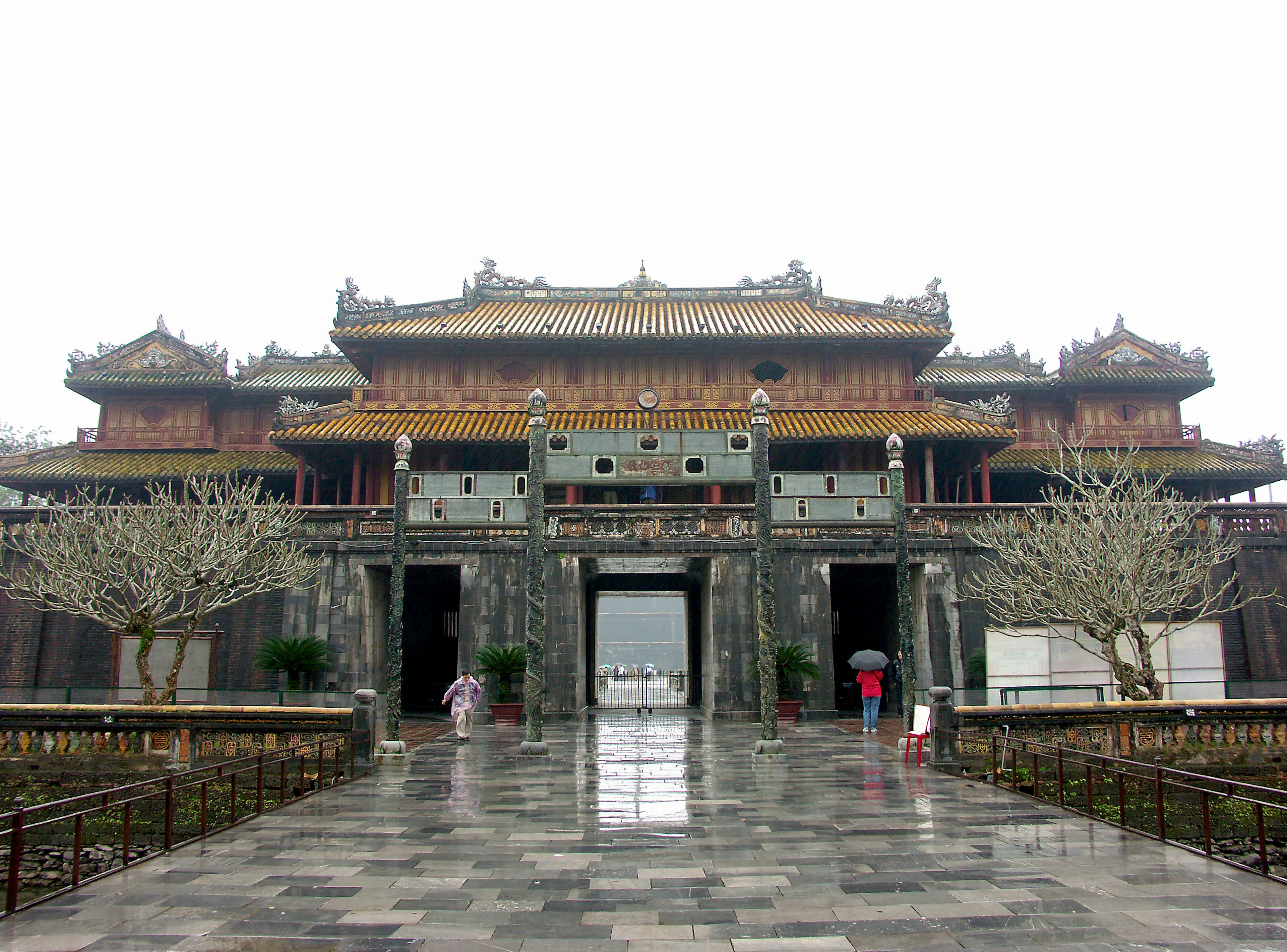 A grand entrance of the Imperial City in Hue featuring traditional architecture