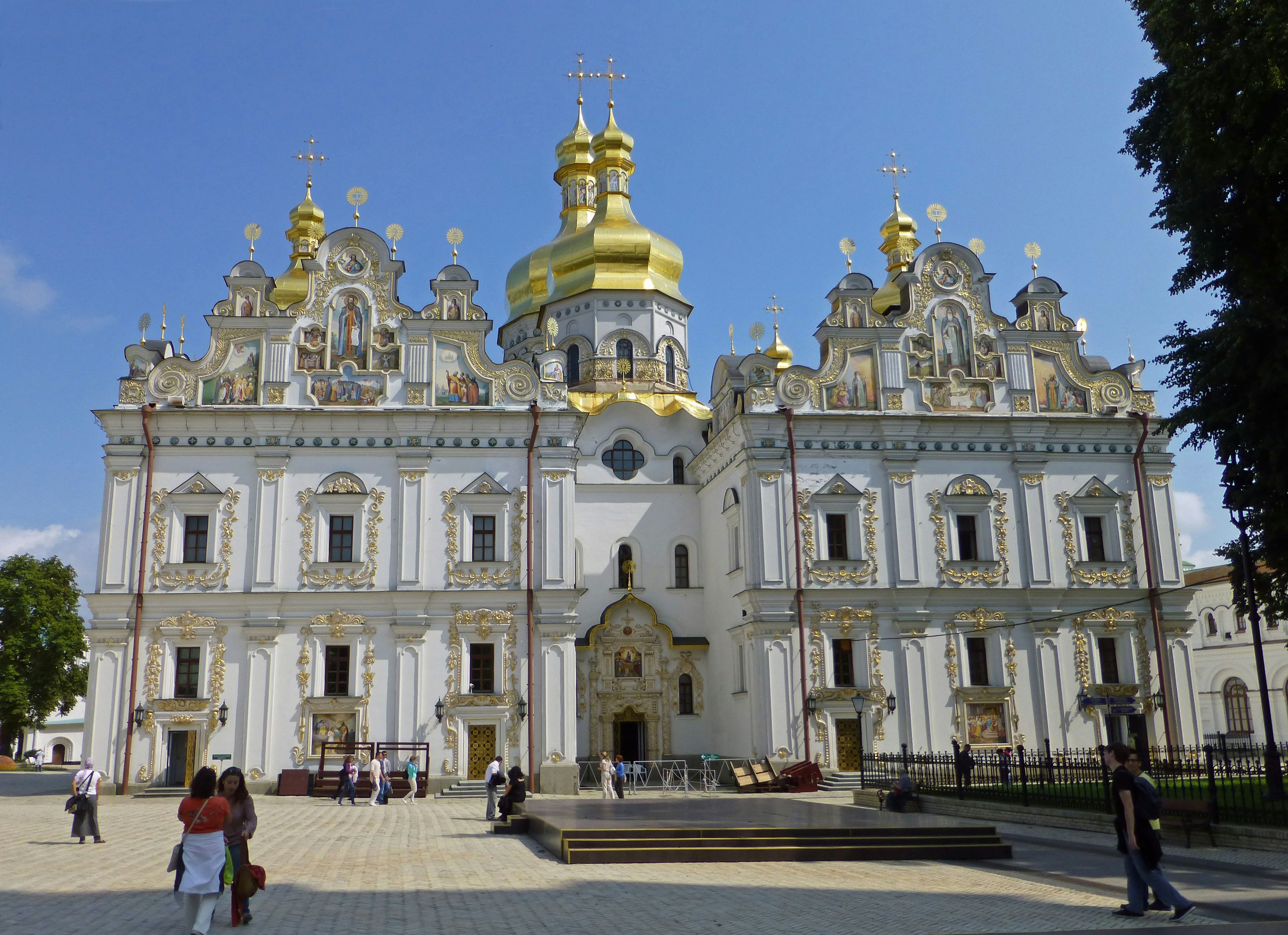 Historical building with beautiful golden domes and intricate architecture