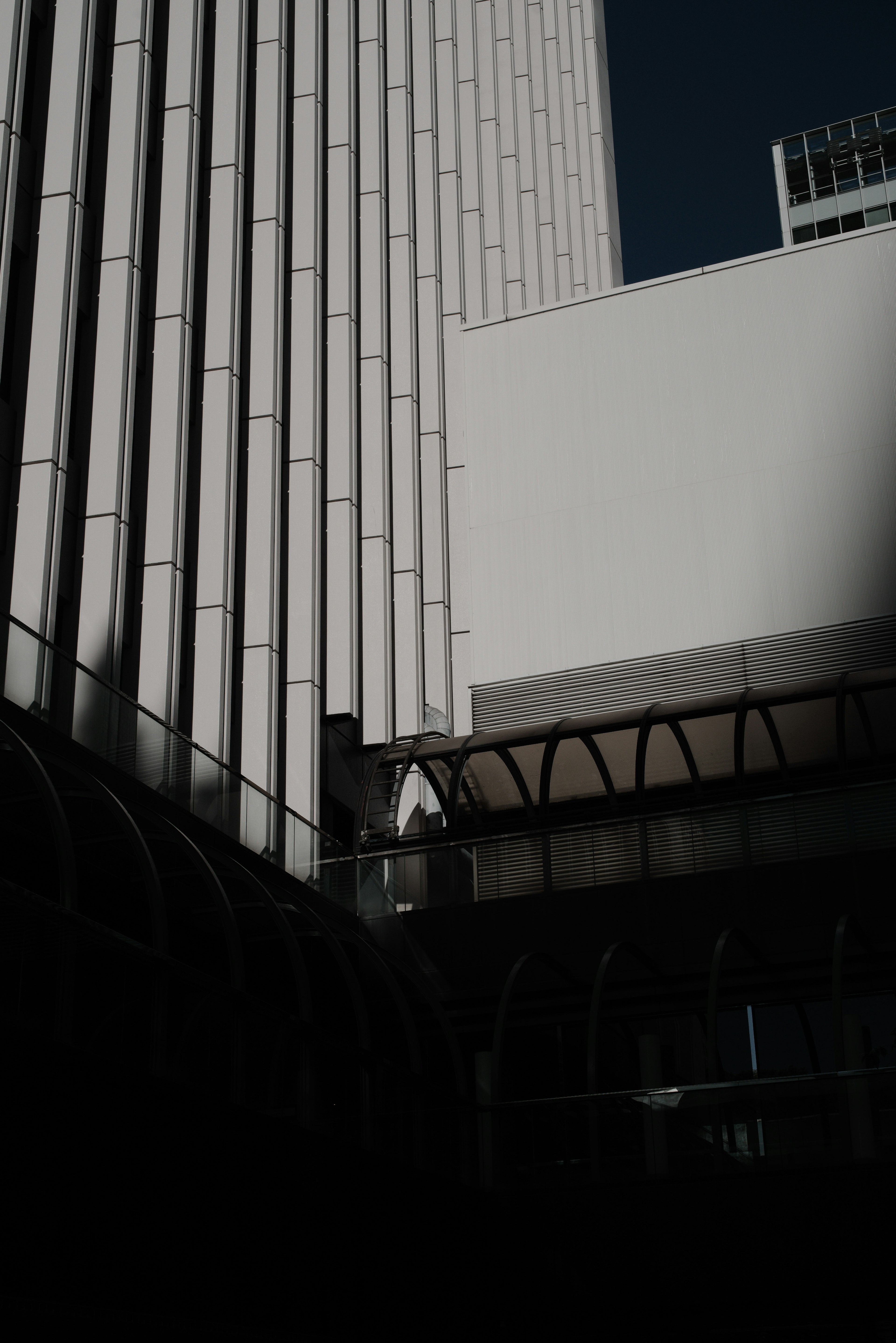 Modern building with strong contrast of shadows and light