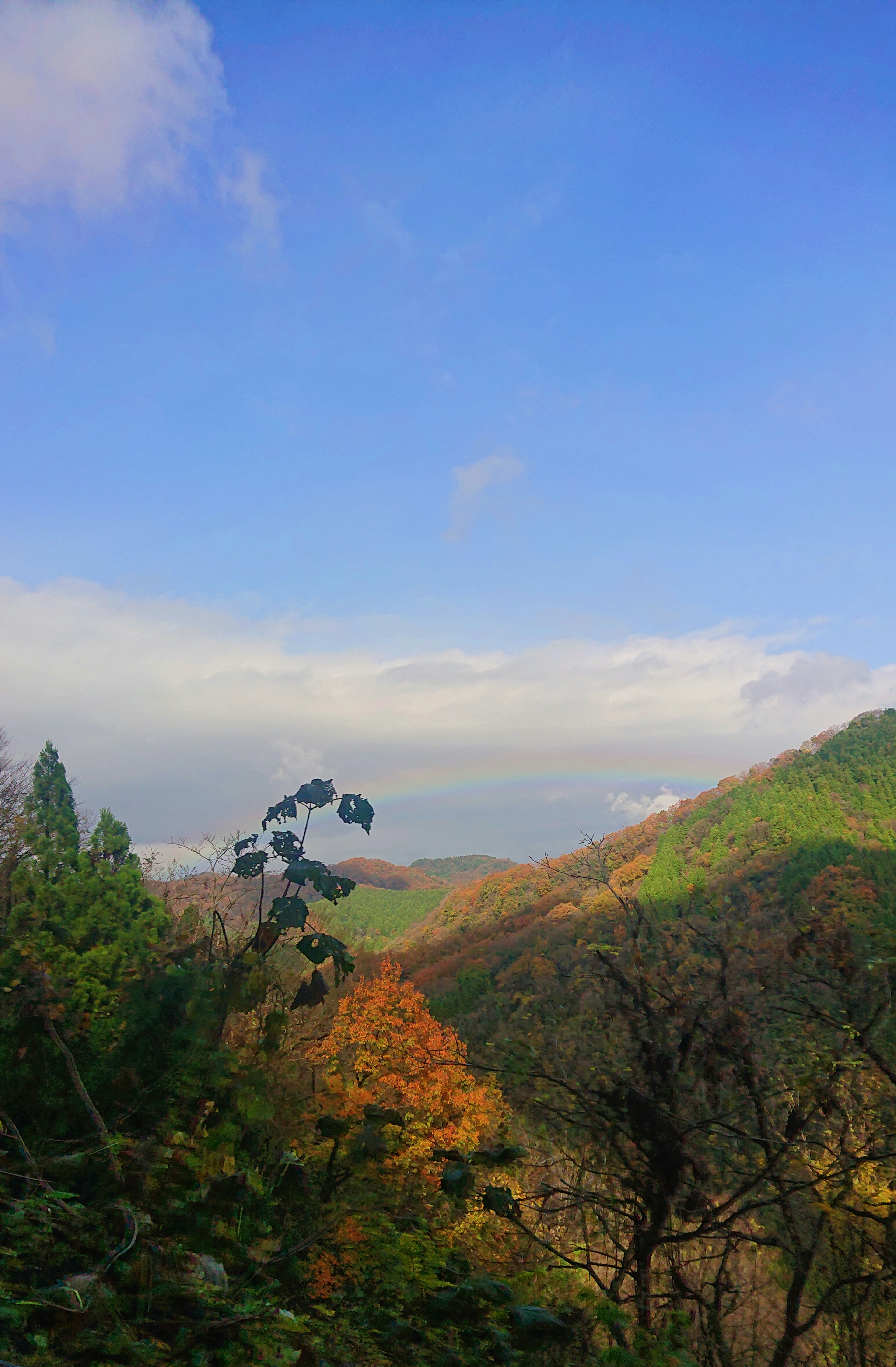 Vista panoramica di montagne colorate sotto un cielo blu