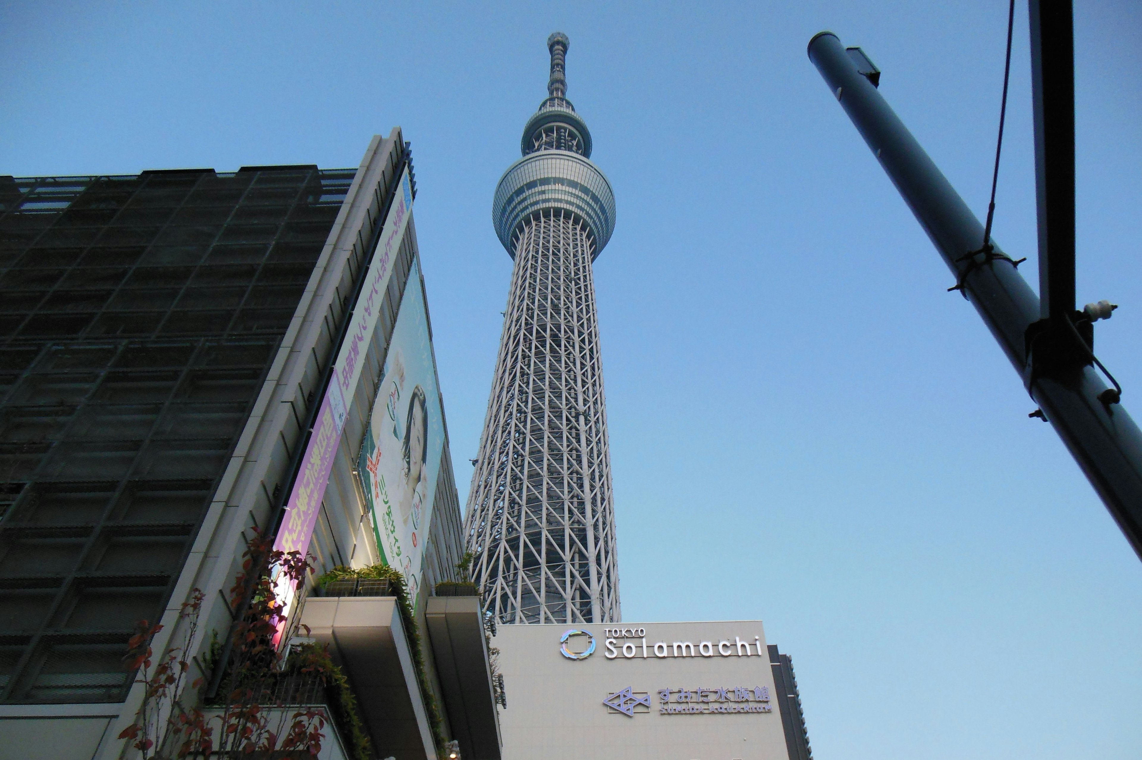 Tokyo Skytree, der gegen einen blauen Himmel ragt