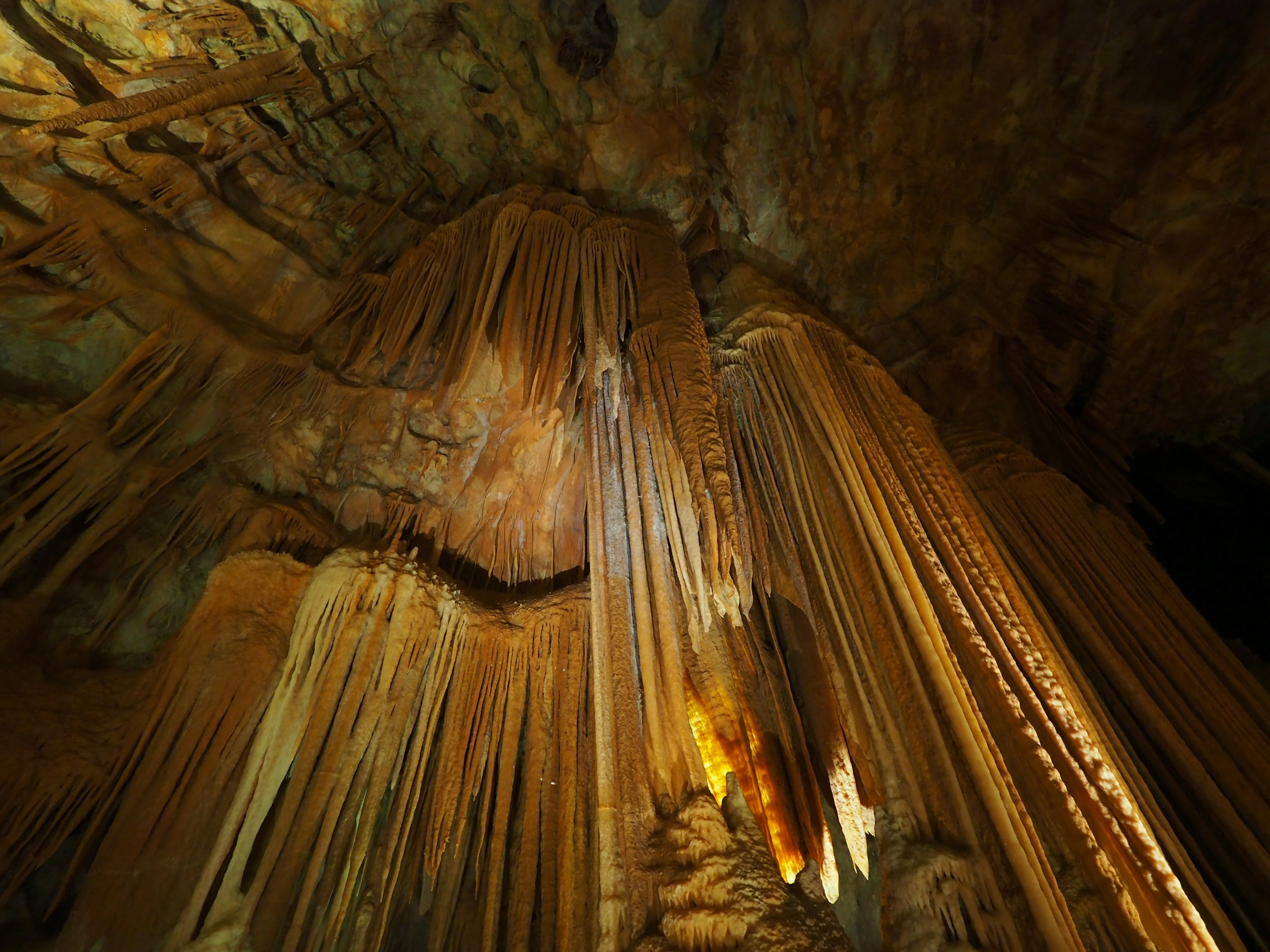 Beautiful view of stalactites and stalagmites in a cave