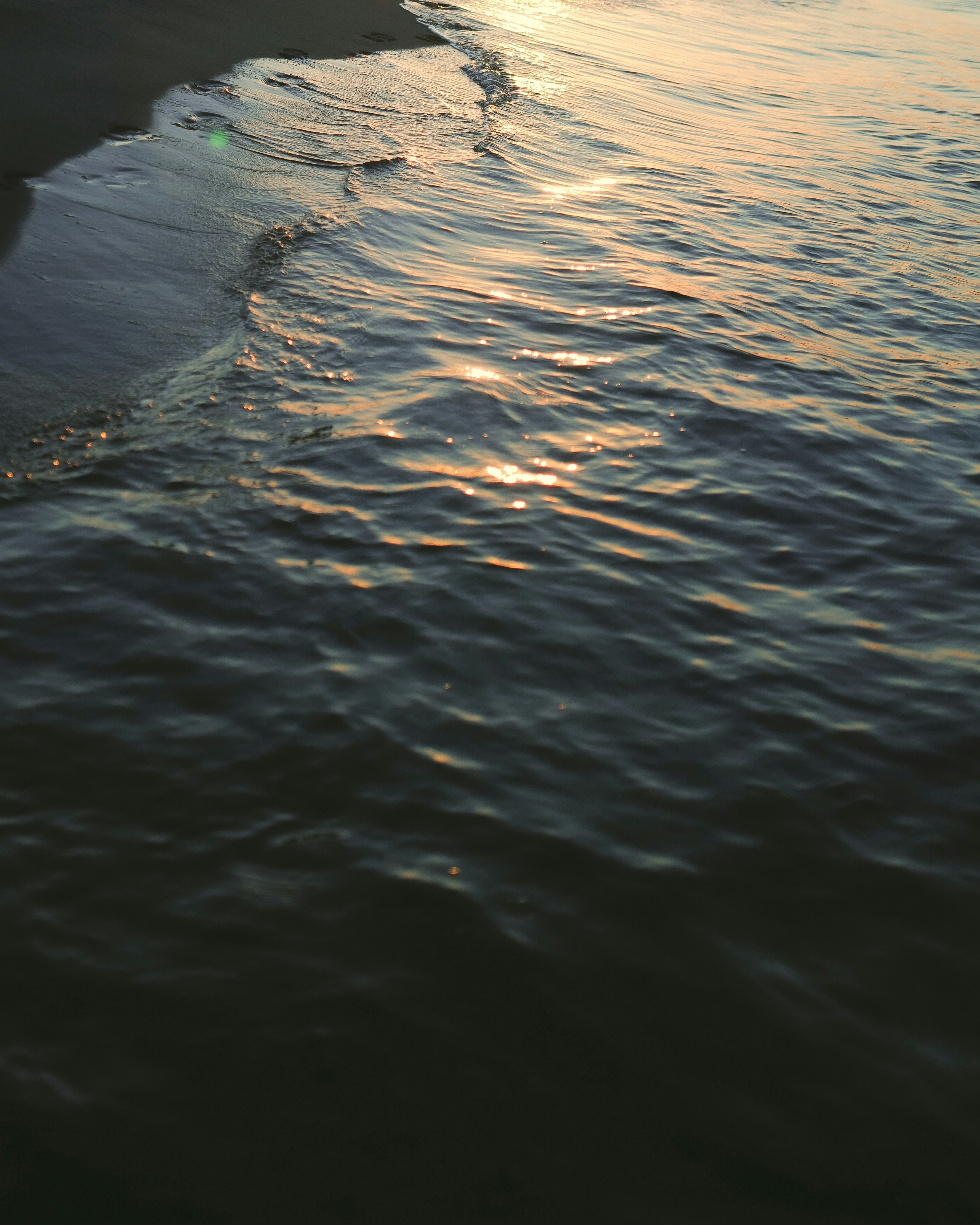 Ruhige Wasseroberfläche, die Licht und Wellen reflektiert