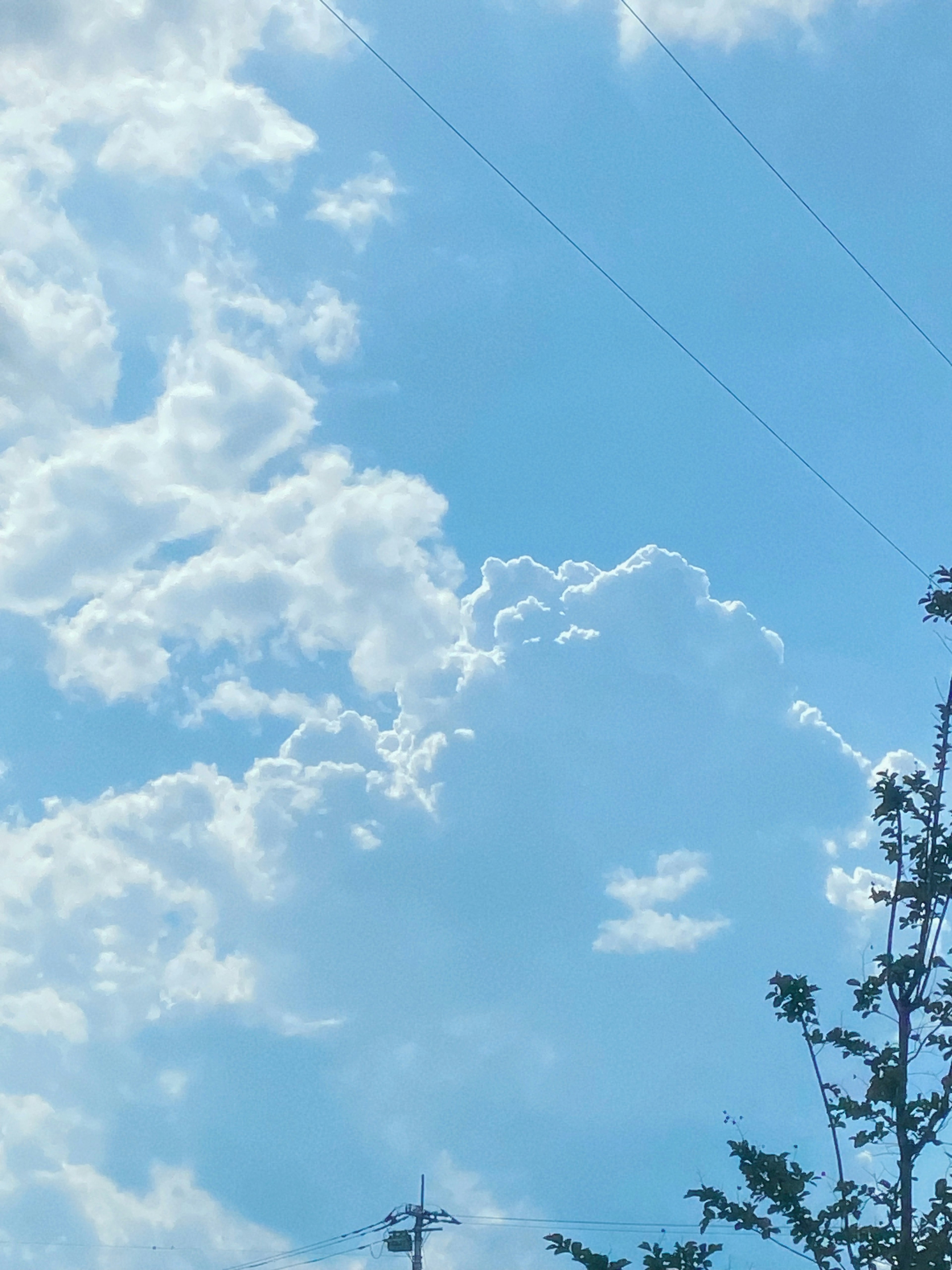 晴れた空に浮かぶ白い雲と青い背景