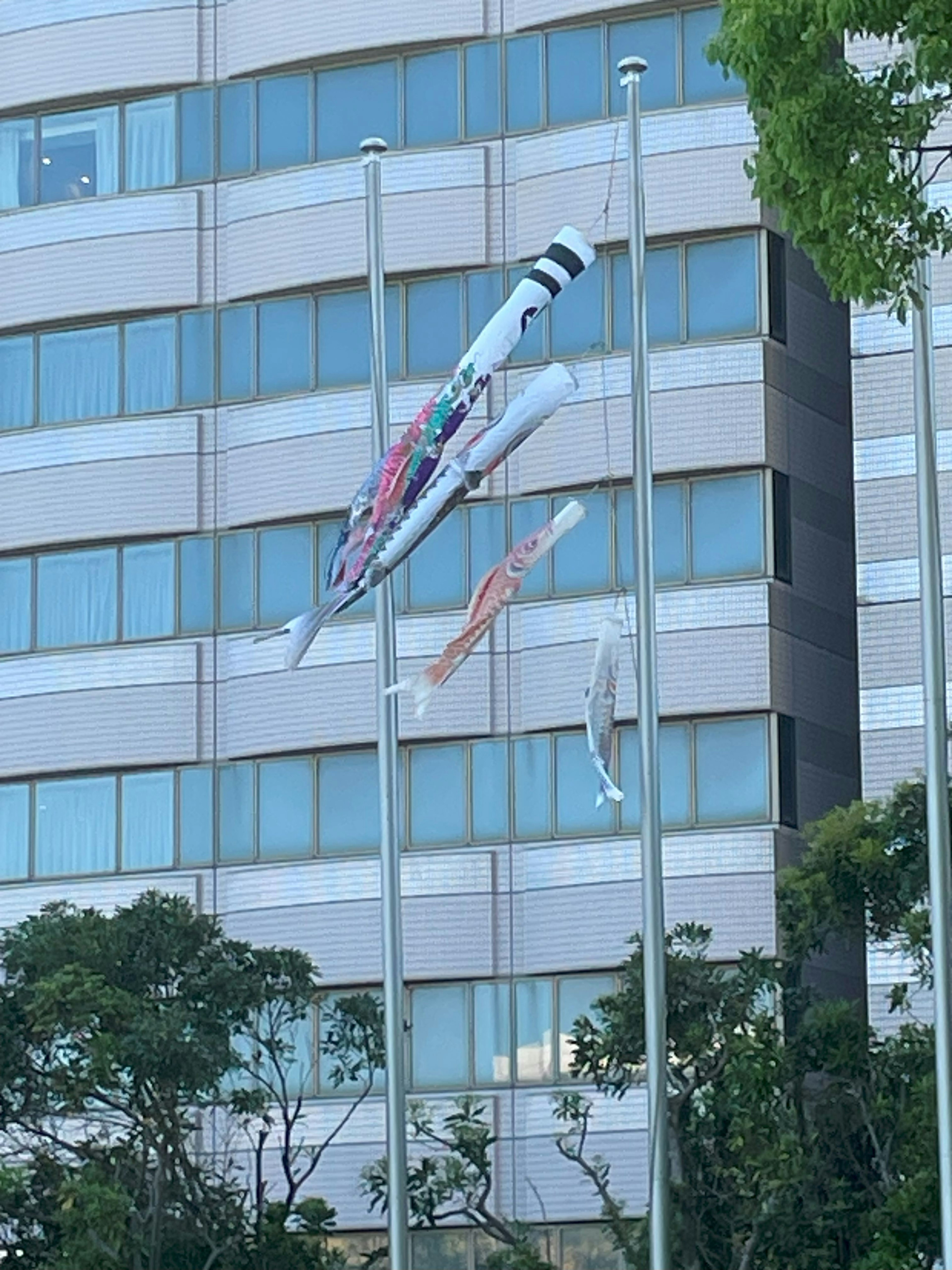 Imagen que muestra banderas ondeando frente a un edificio