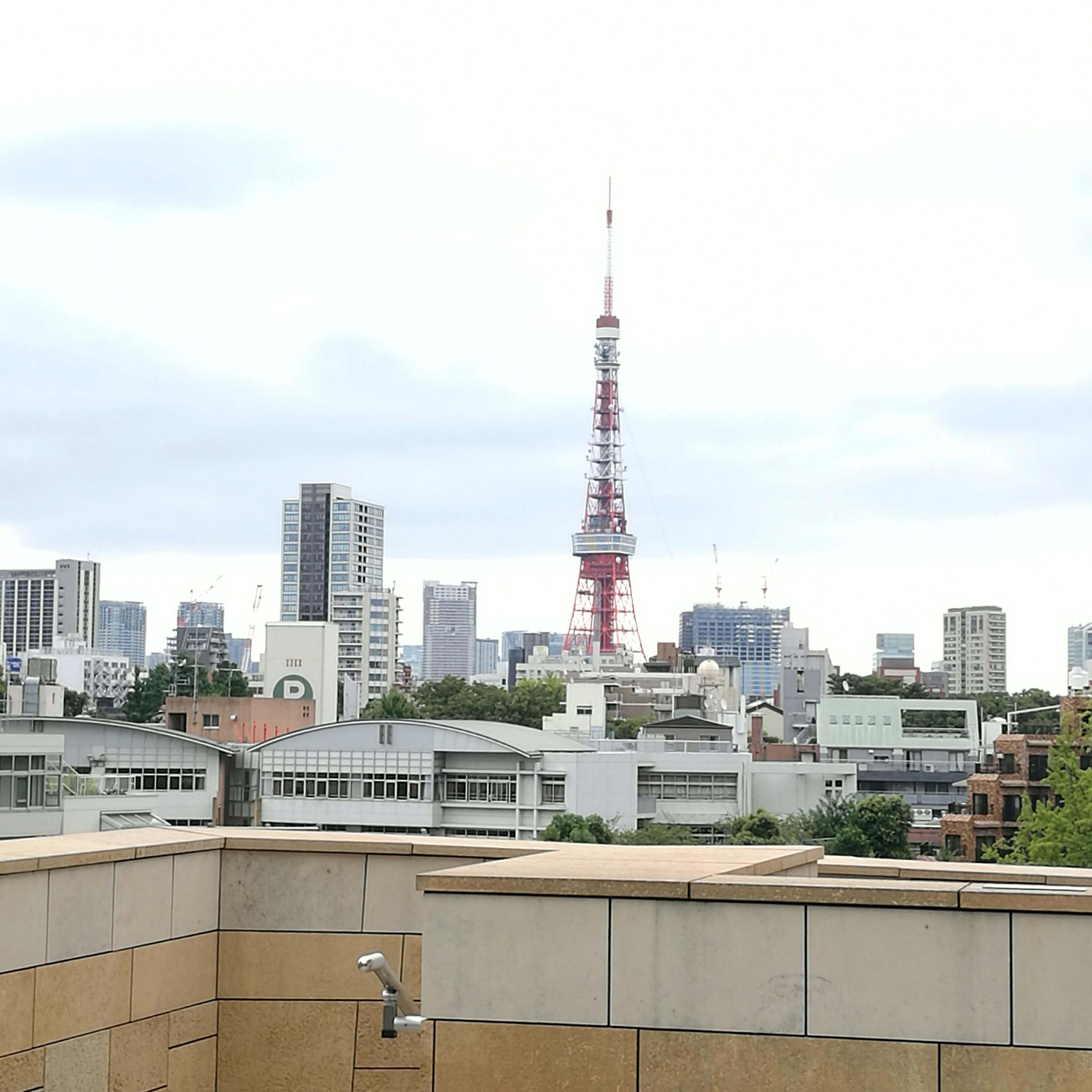 Cityscape featuring Tokyo Tower with modern buildings in the background