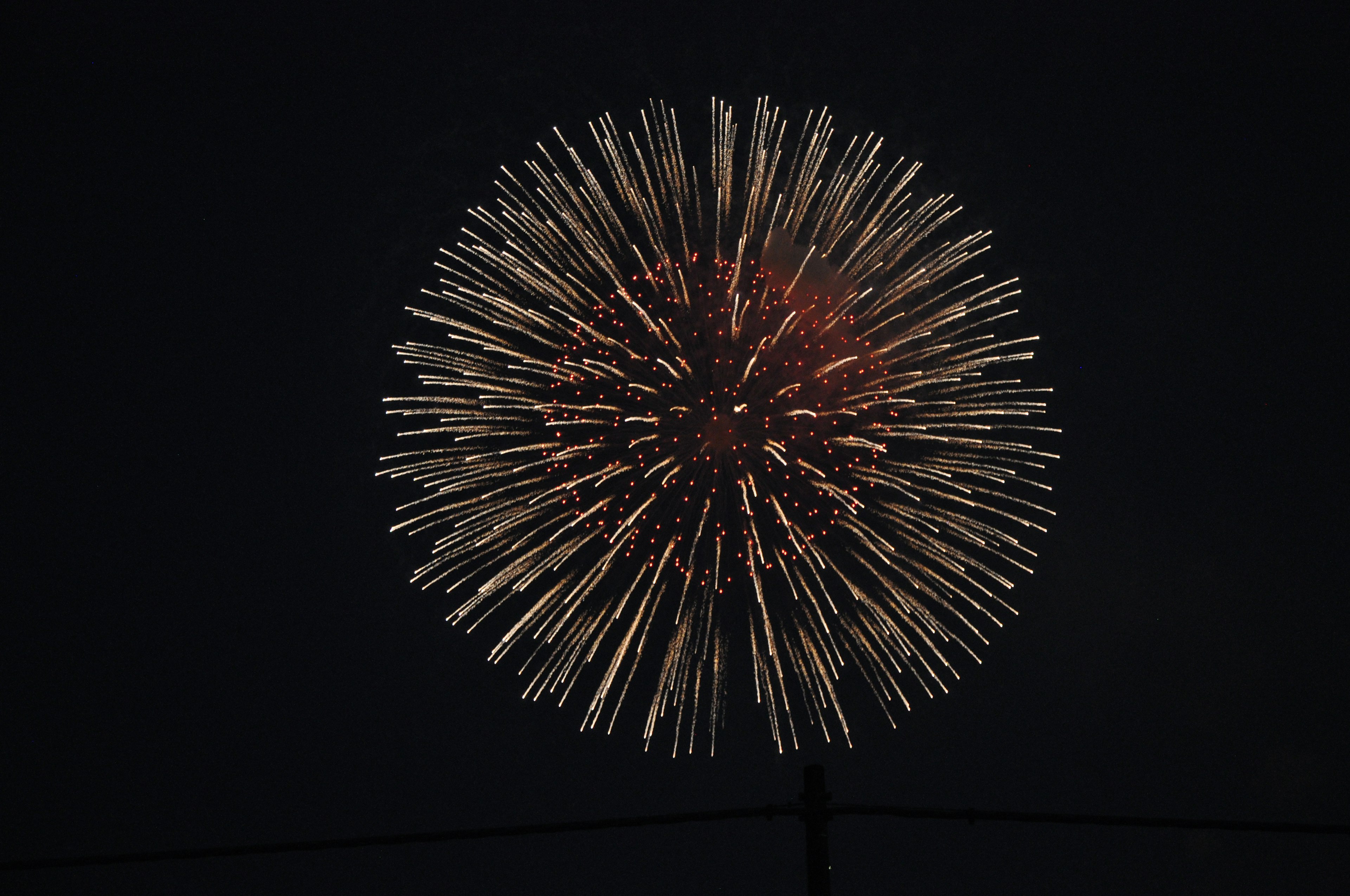 Explosion of fireworks against a dark background