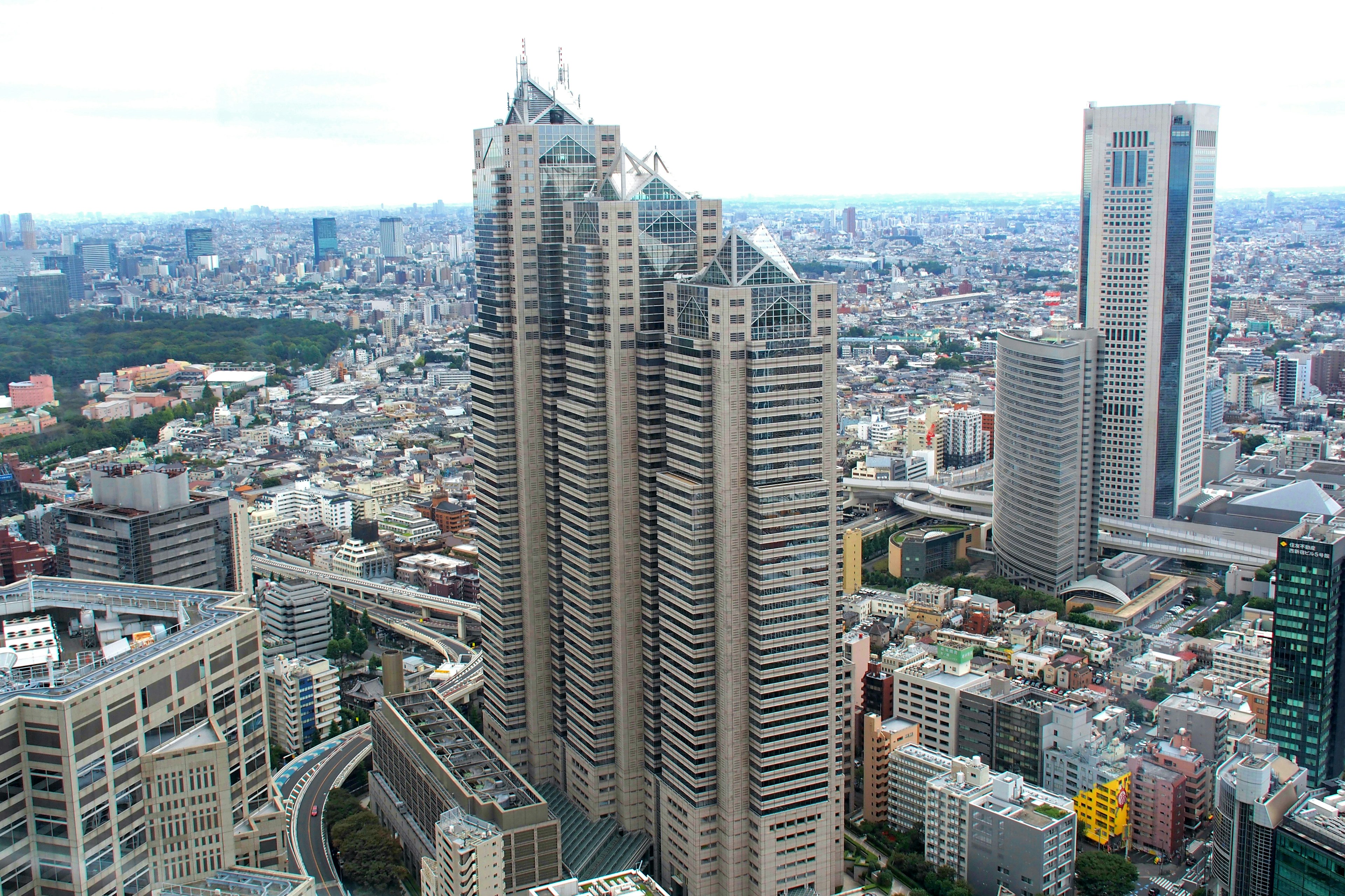 東京都庁の高層ビル群と周囲の都市景観