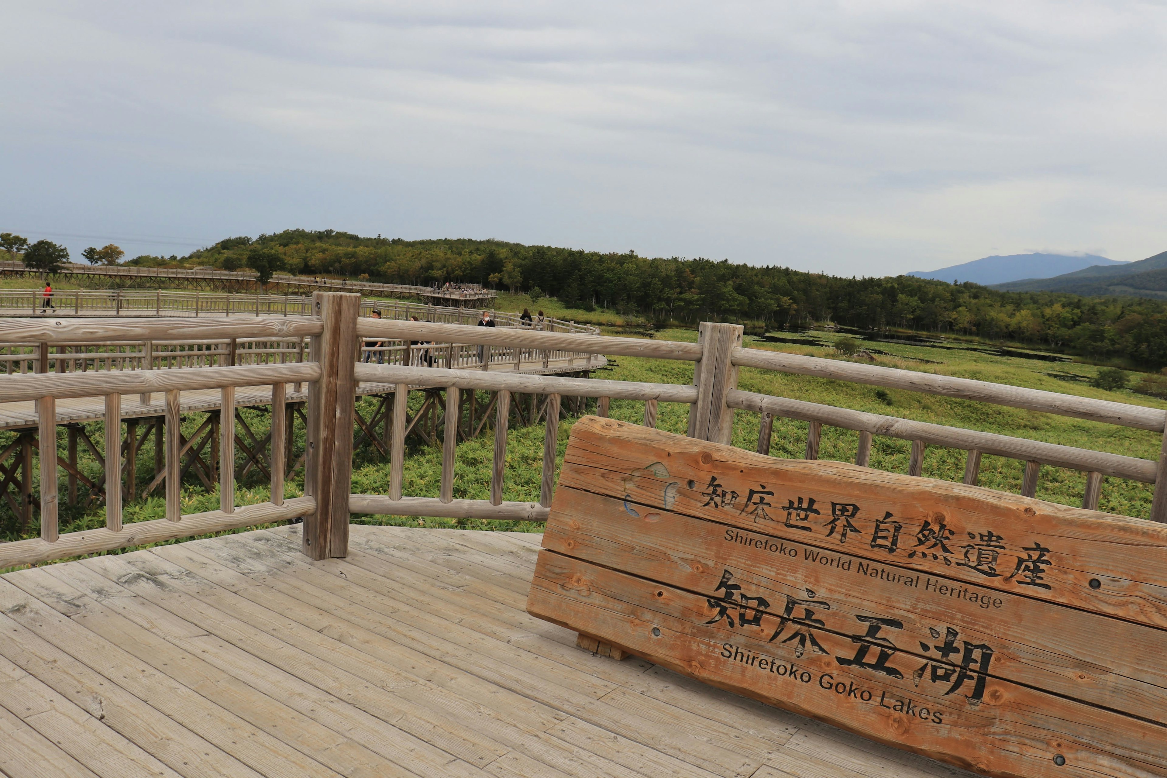 木制标志和自然风景观景台