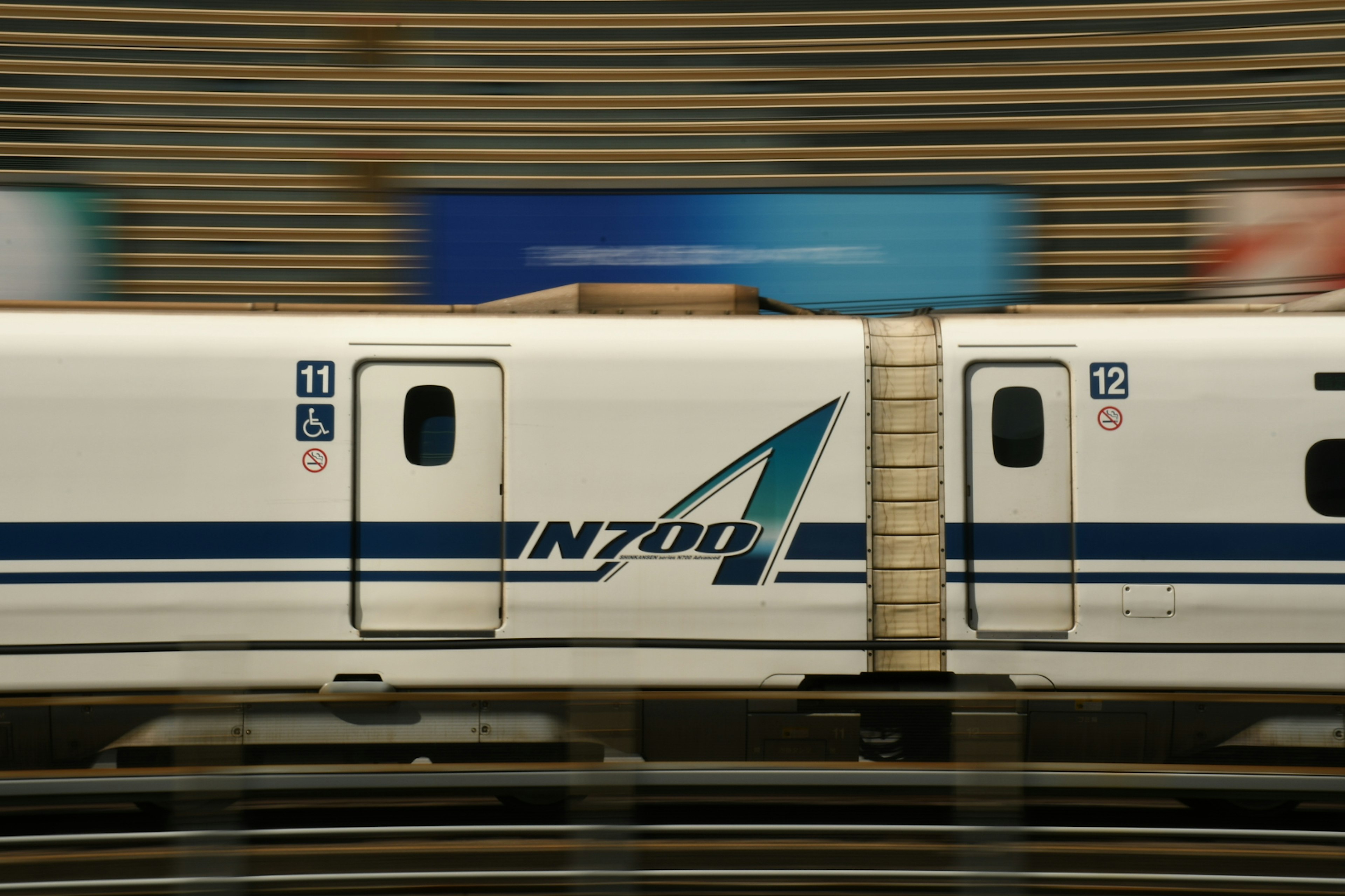 Train Shinkansen N700 passant à grande vitesse