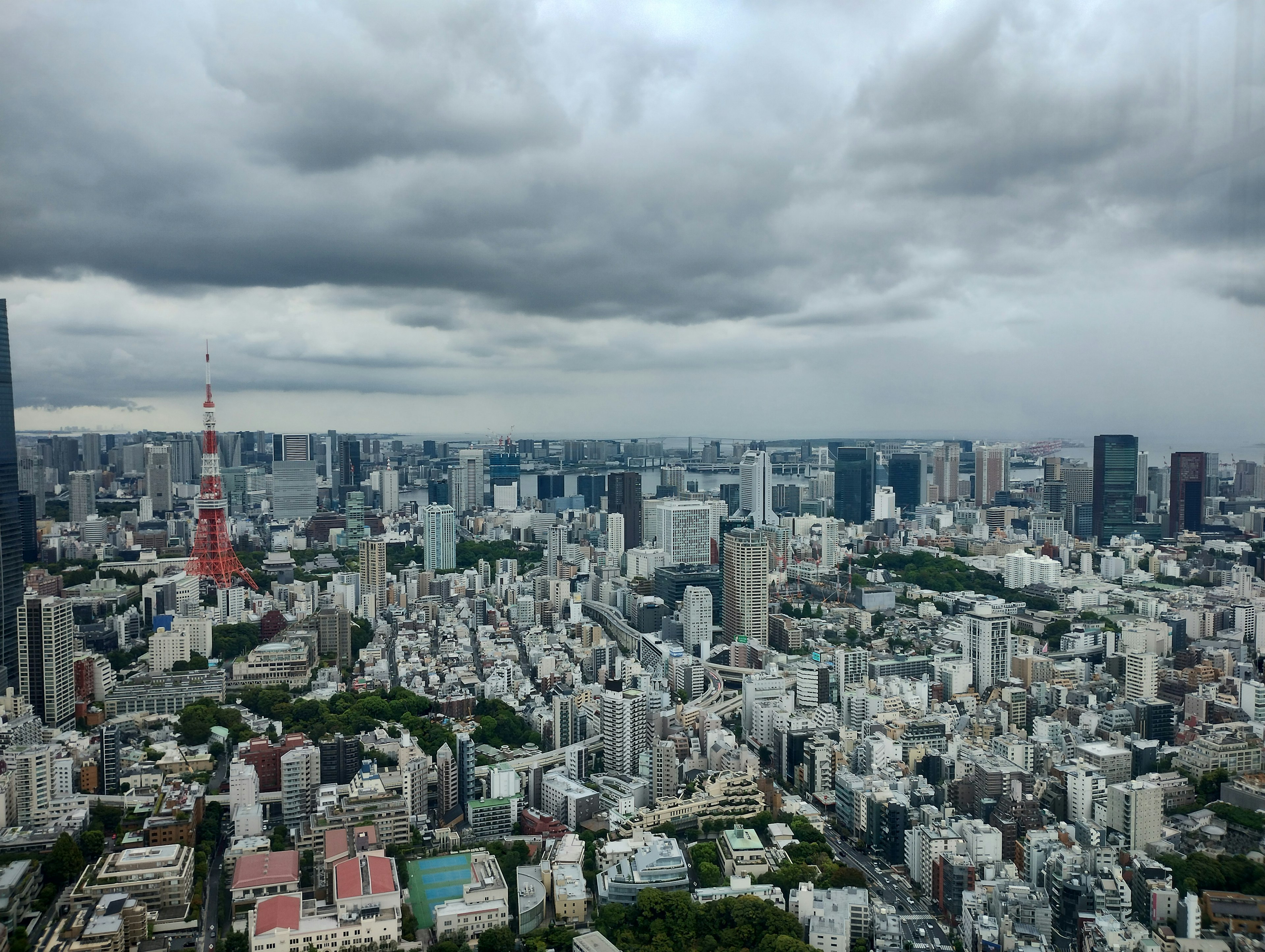 東京天際線的全景，展示摩天大樓和東京塔