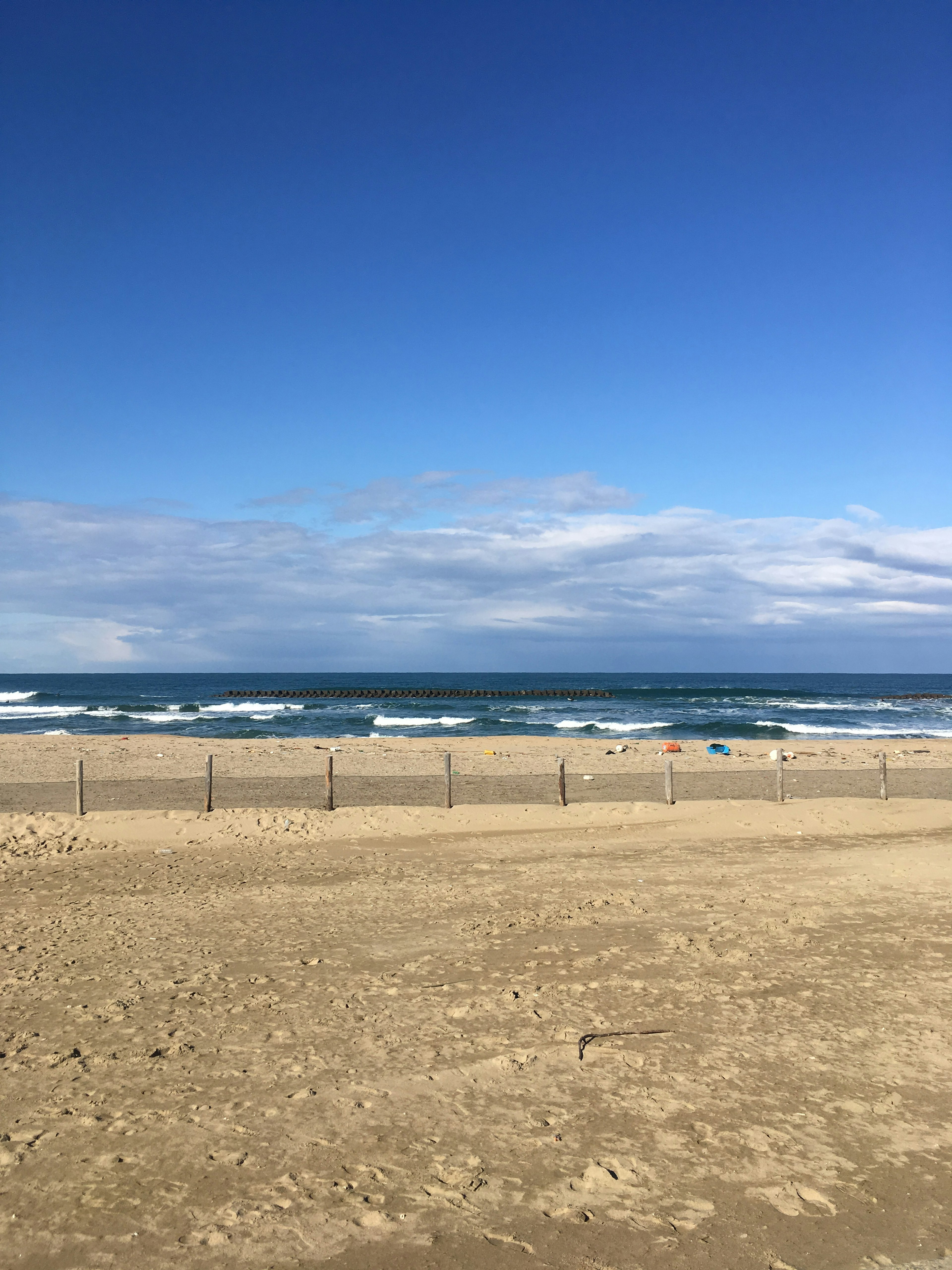 Vue pittoresque d'une plage avec ciel bleu et vagues océaniques