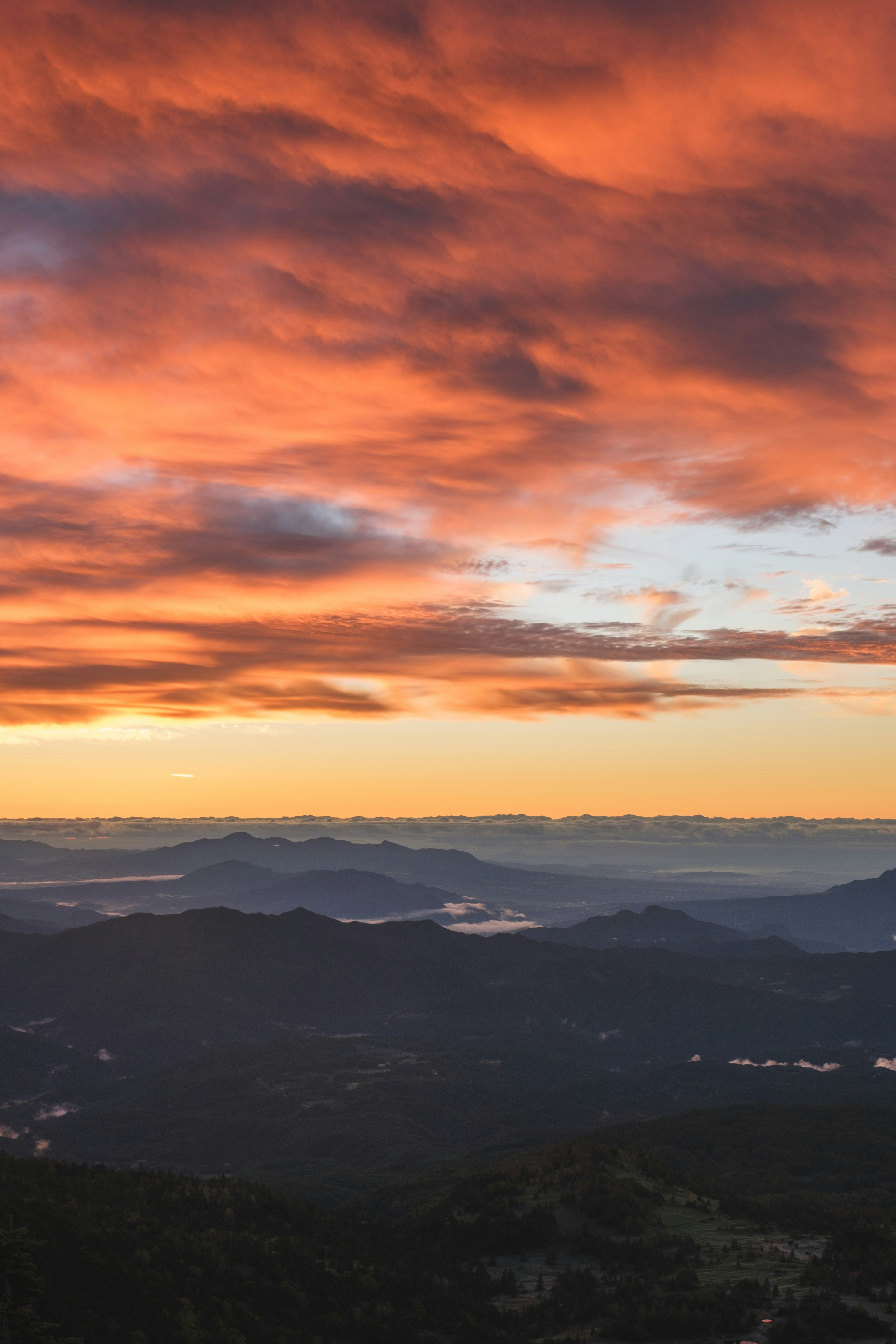 Beautiful sunset sky with mountain landscape