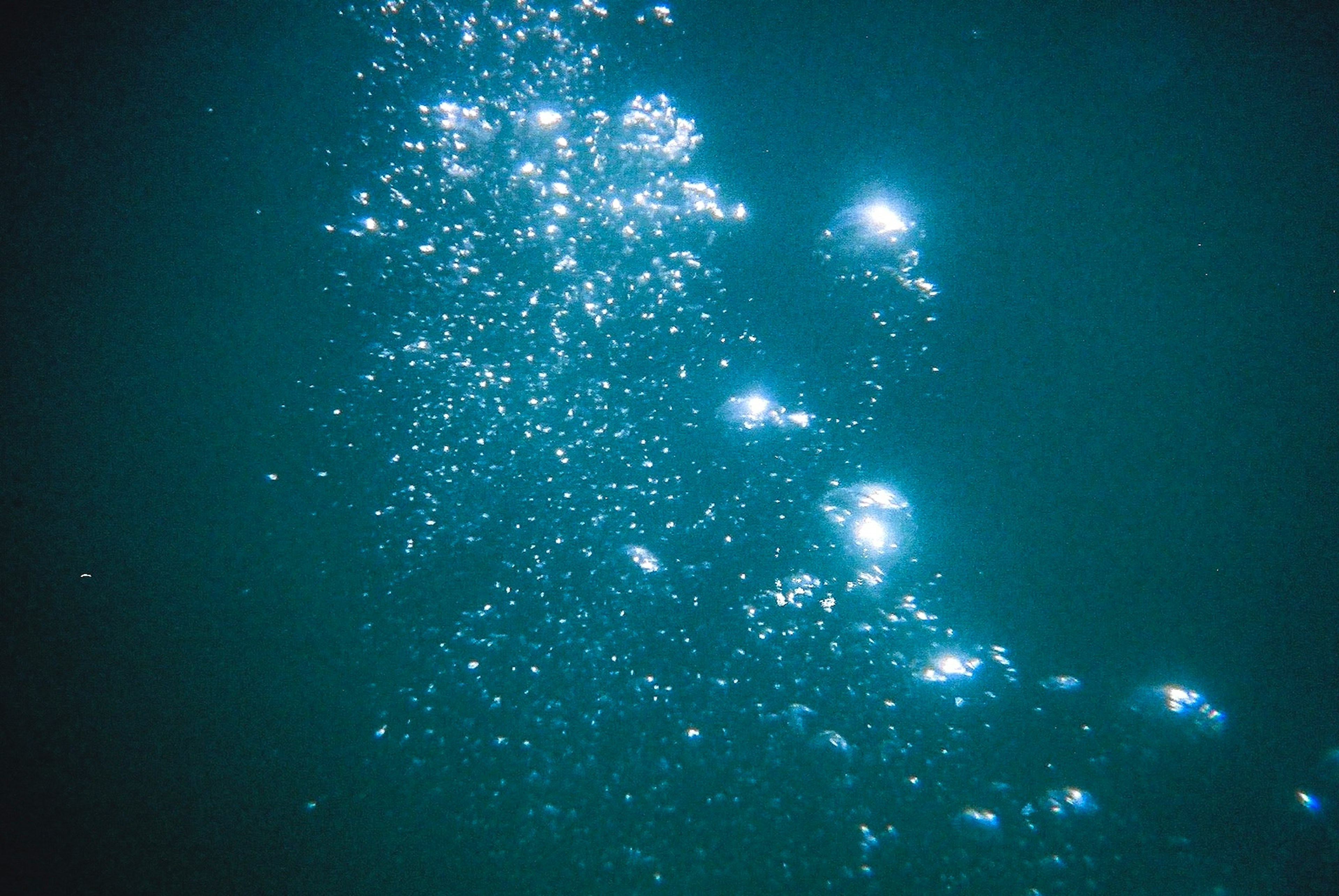 Bubbles reflecting light underwater