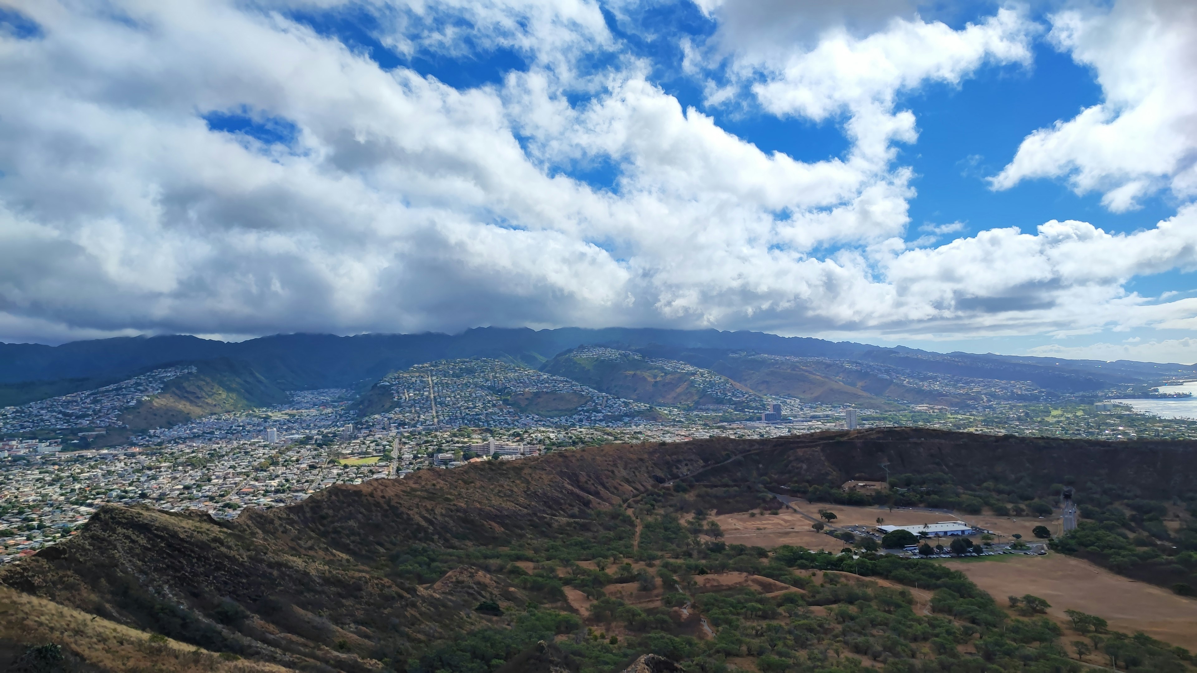 Scenic view of mountains and blue sky