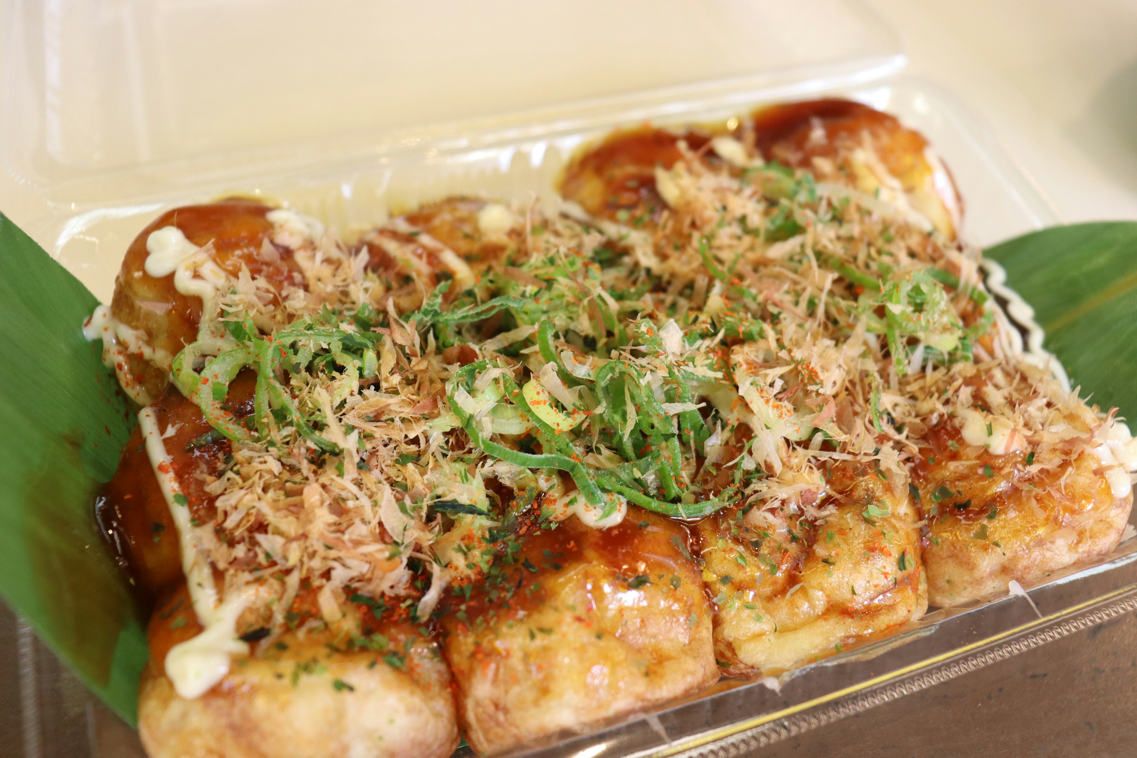 Delicious takoyaki served in a container