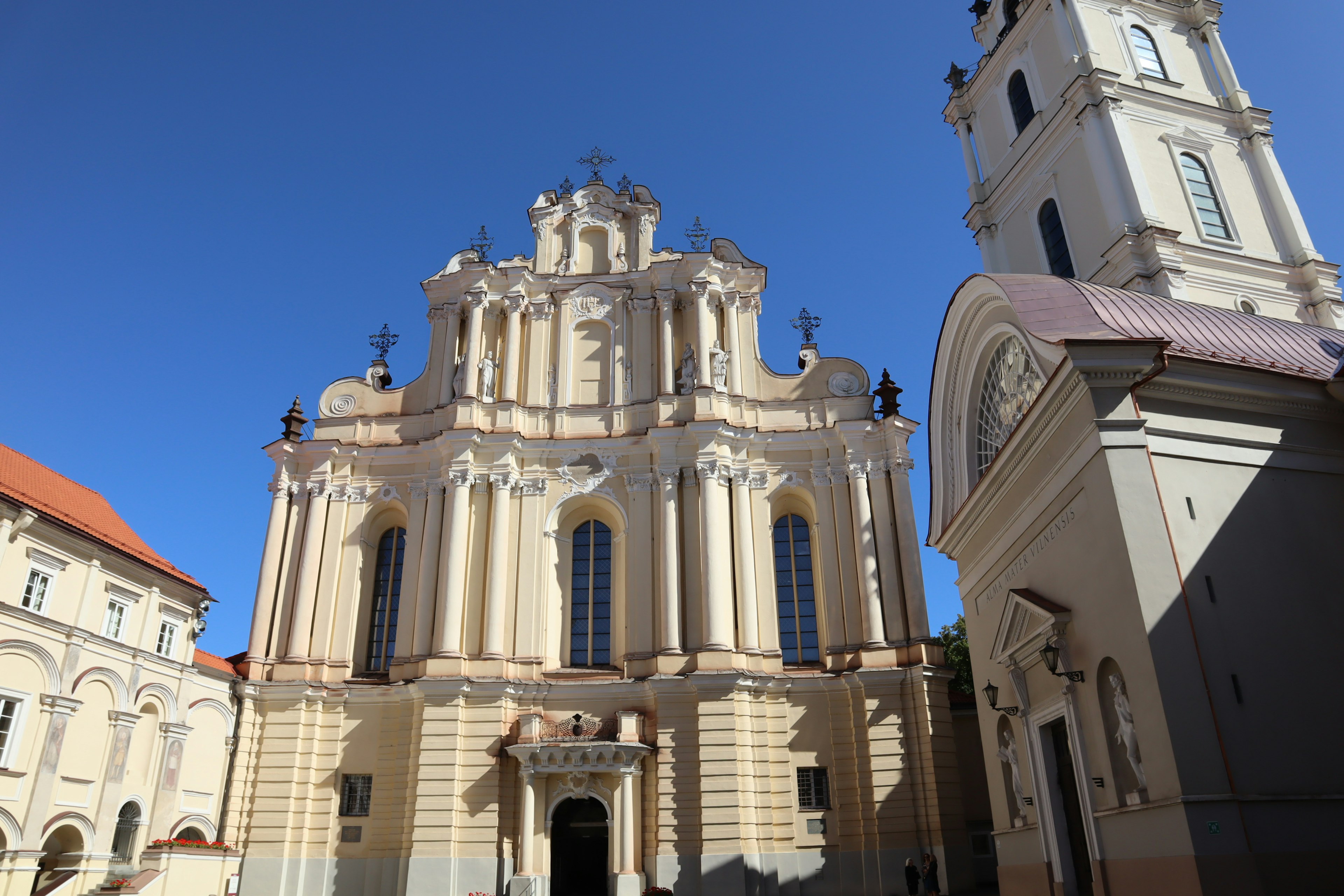 Stunning baroque church exterior under clear blue sky