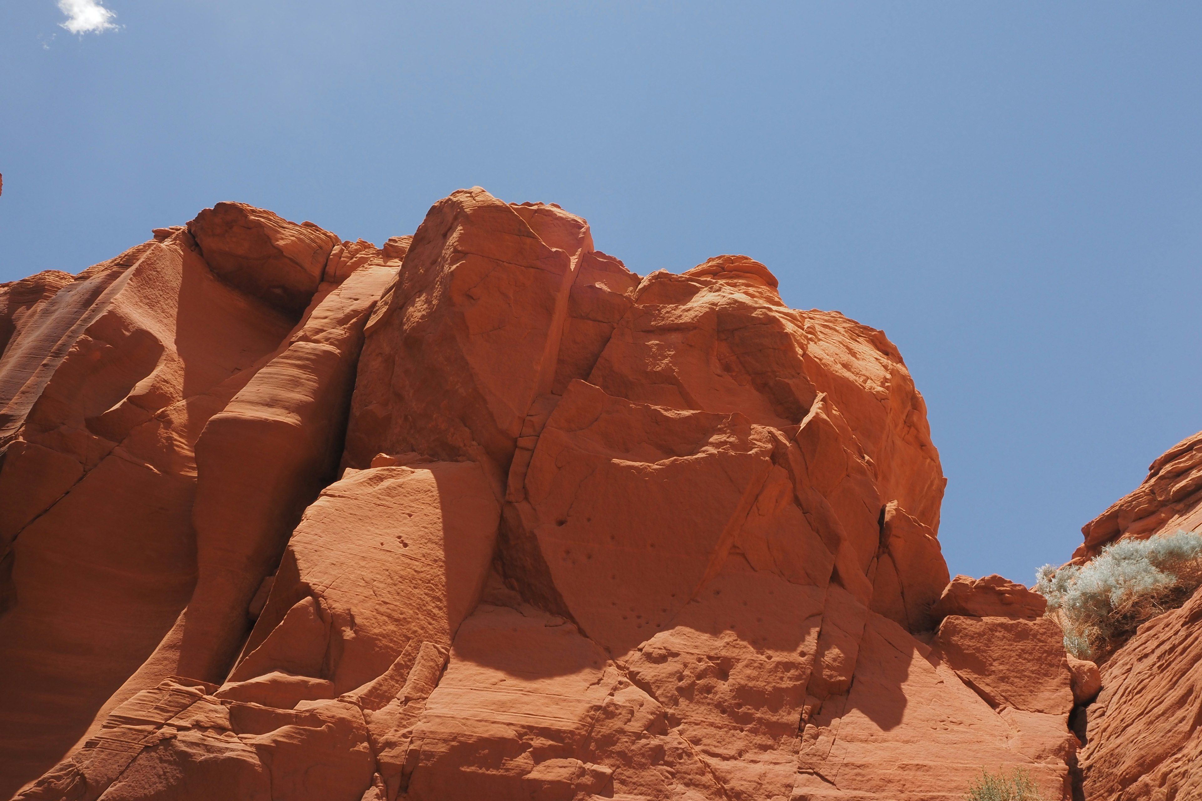 Red rock formations under a blue sky