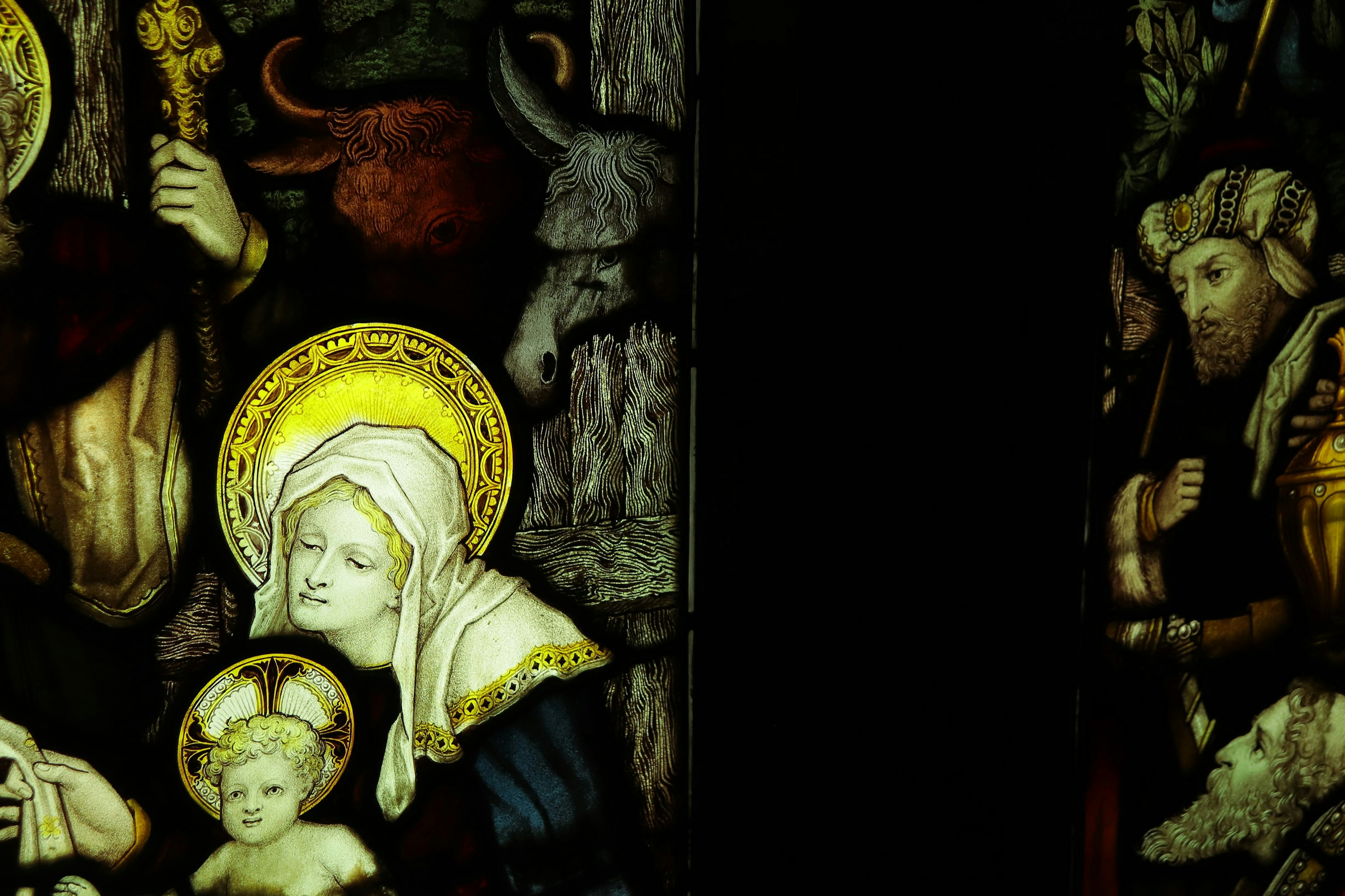 Beautiful stained glass featuring Virgin Mary and Infant Jesus