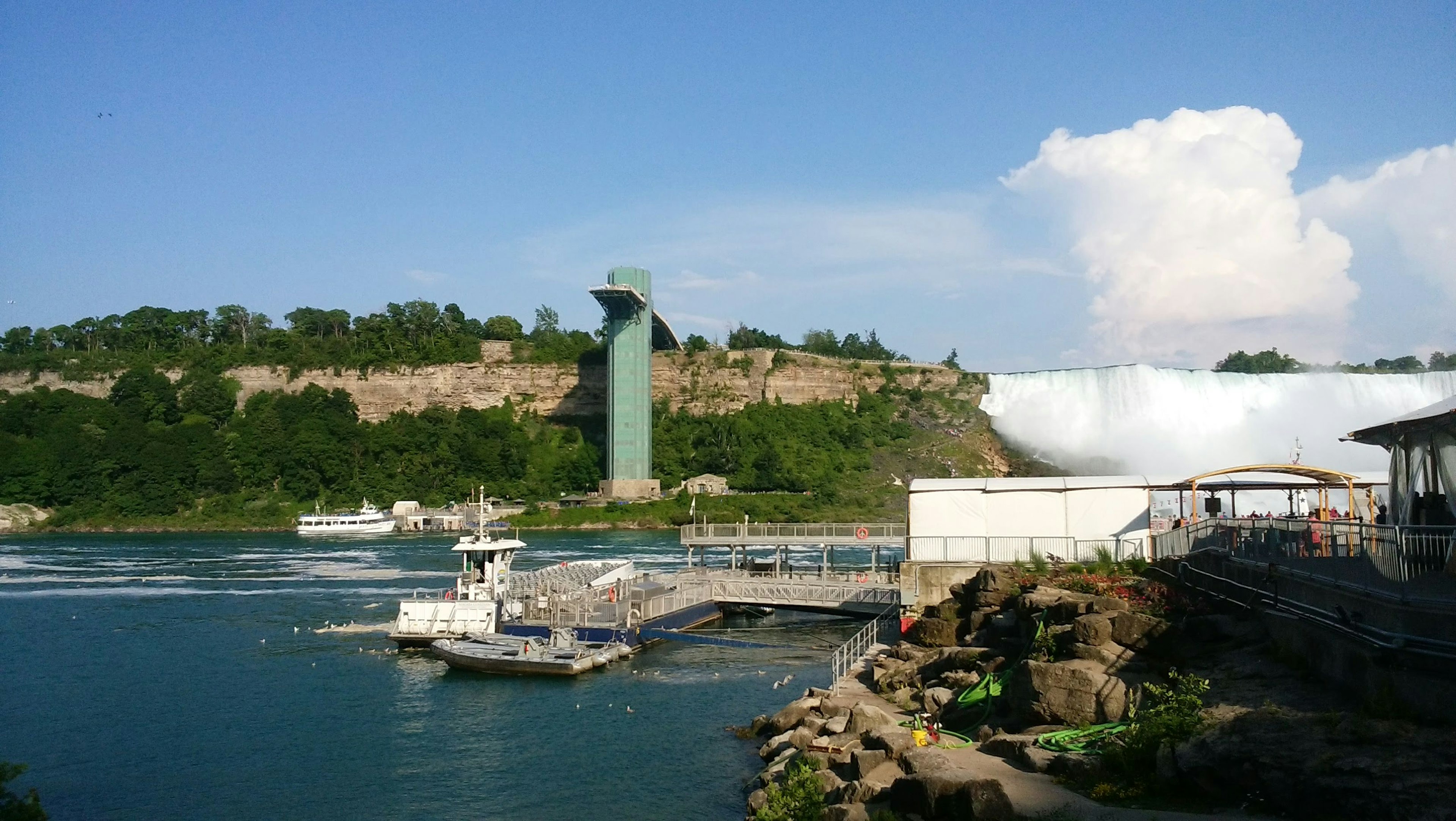 Immagine che mostra le cascate del Niagara e il paesaggio portuale circostante