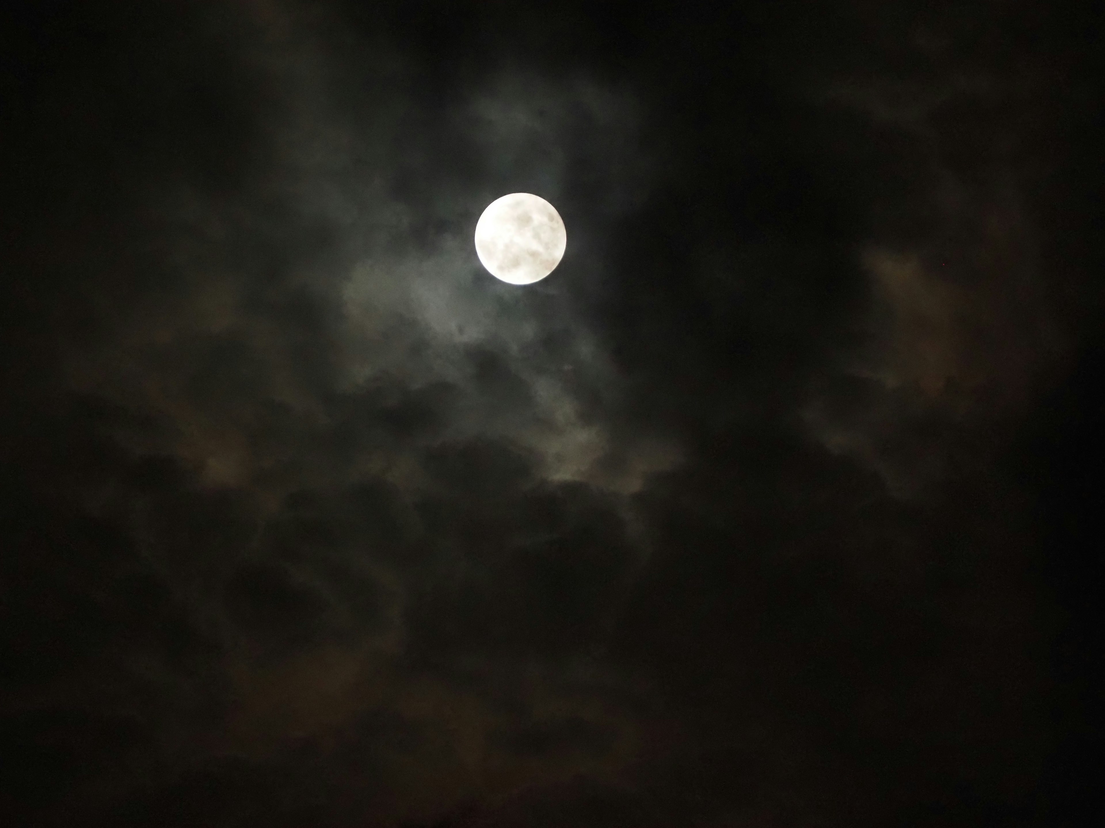 暗い夜空に浮かぶ満月と雲