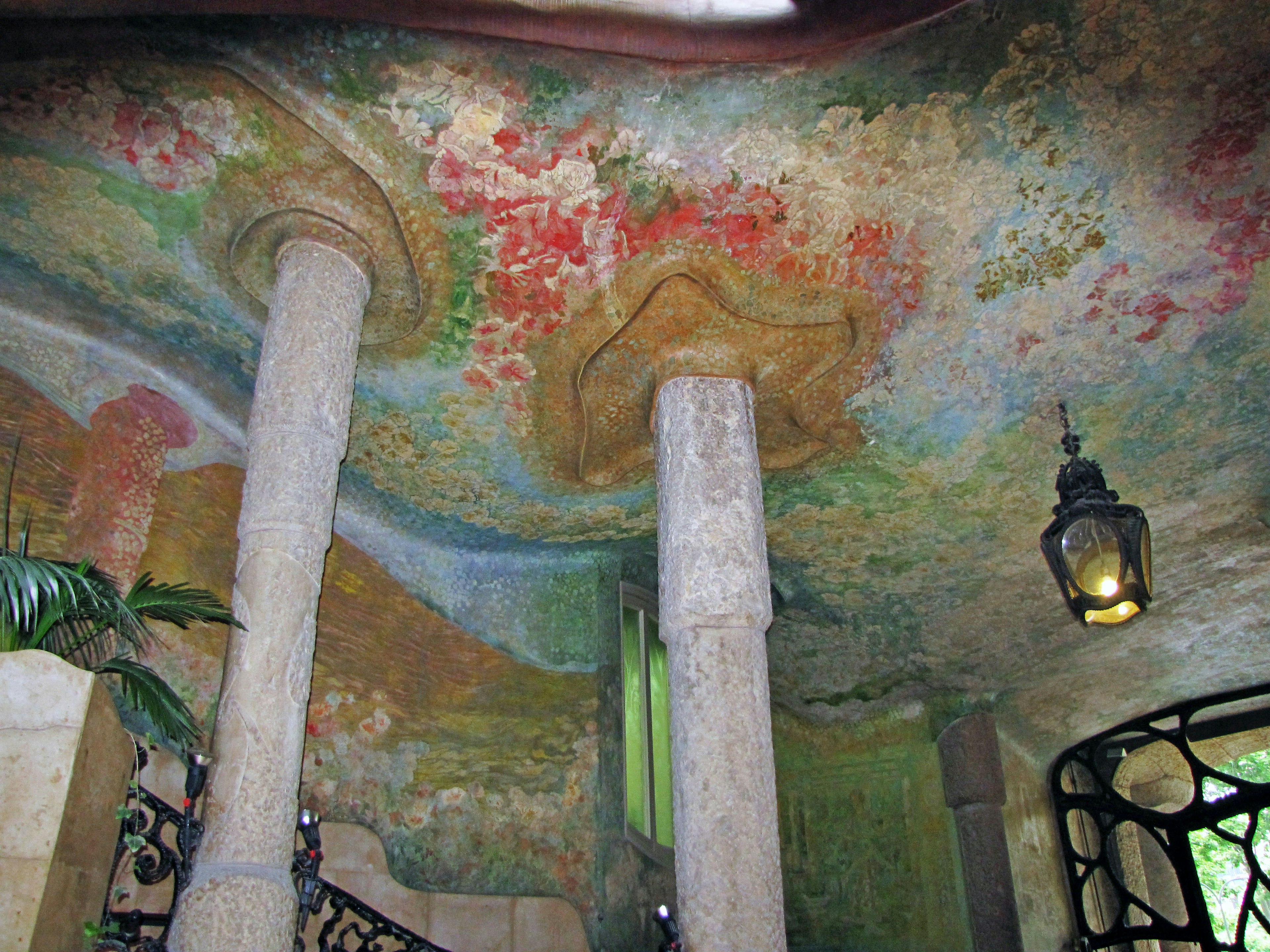 Colorful ceiling and column design of Casa Batlló