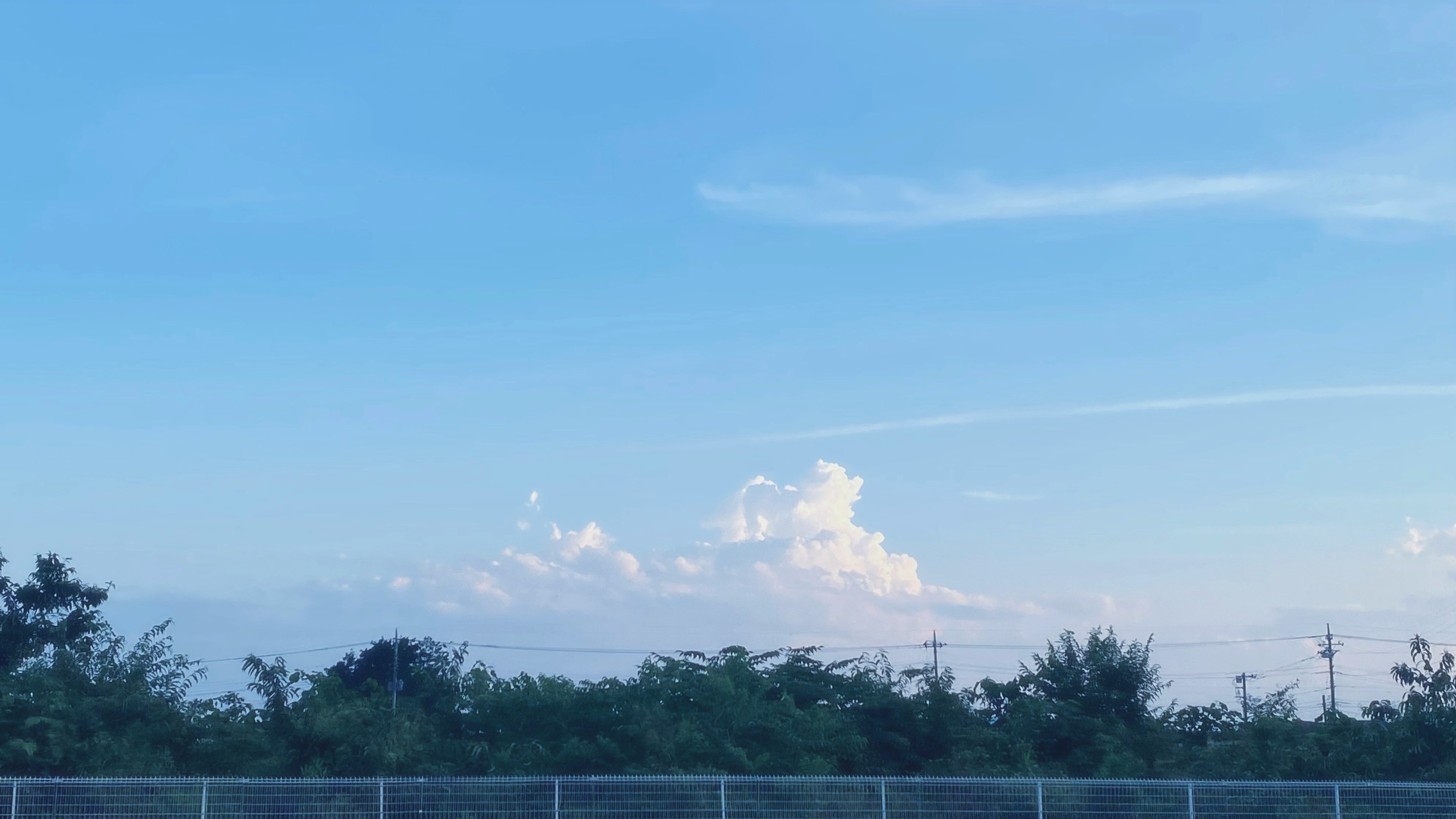 Una vista panoramica di un cielo blu con nuvole bianche soffici