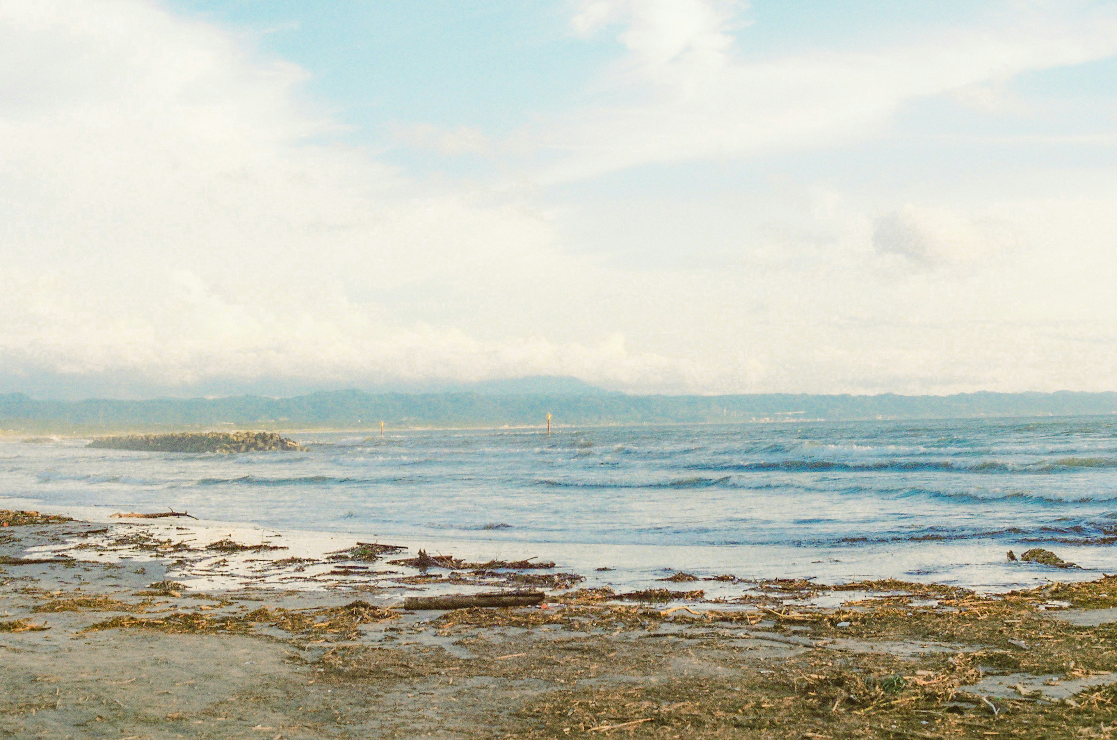 Calm sea with expansive sky view