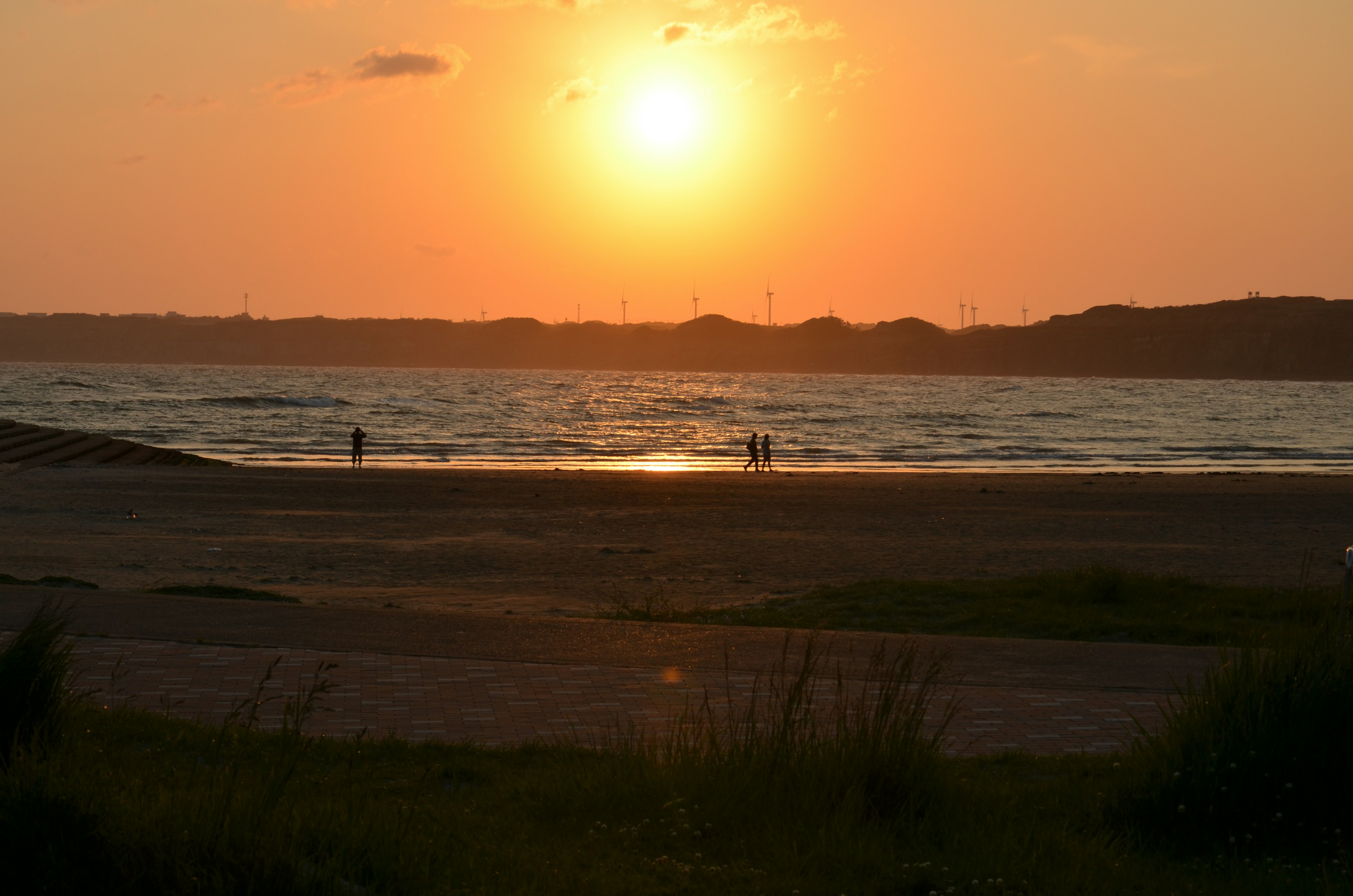 Beautiful sunset over the ocean with a quiet beach