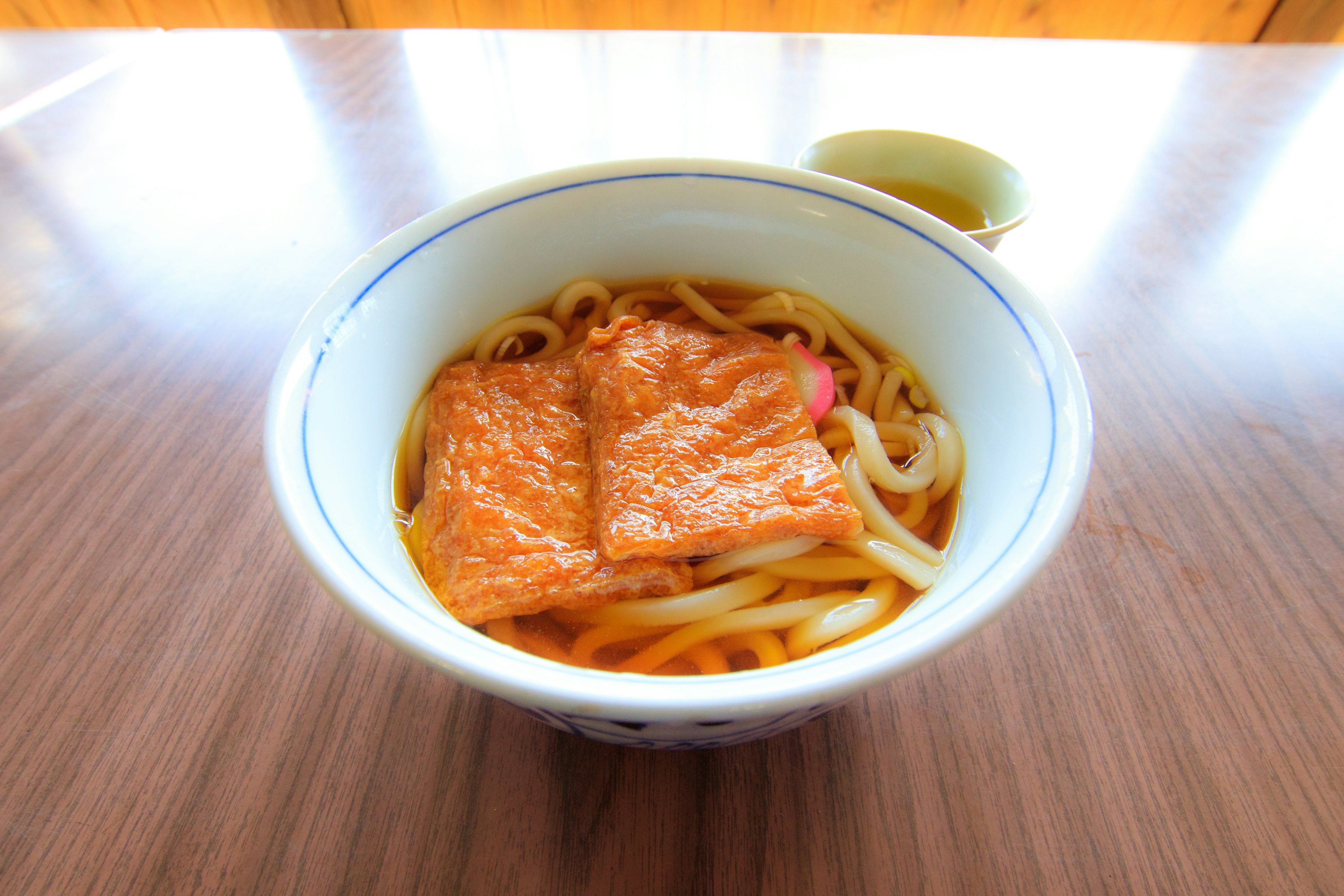 Tazón de fideos udon con salmón en caldo