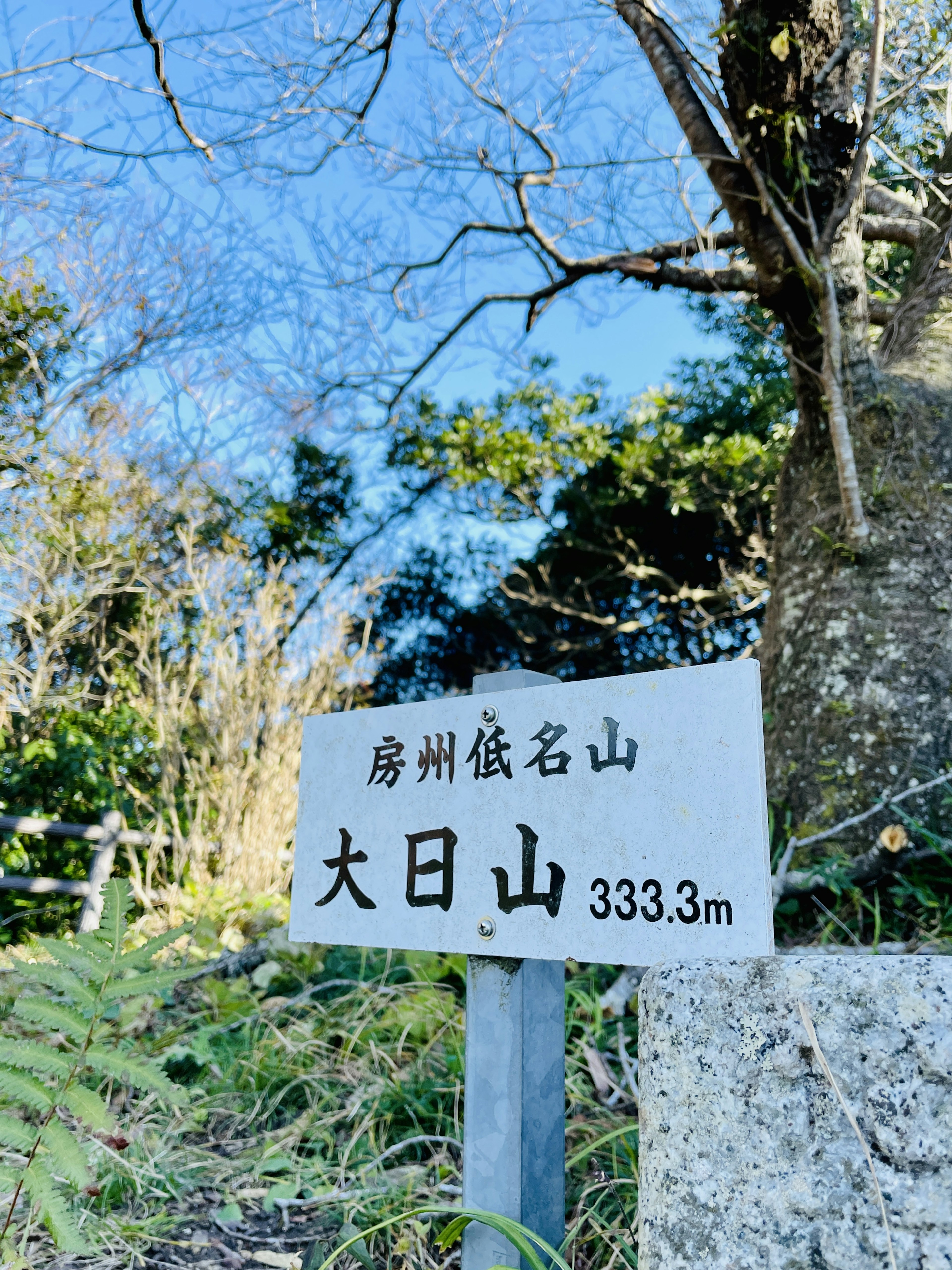 Schild für Dainichiyama mit umliegender Naturlandschaft