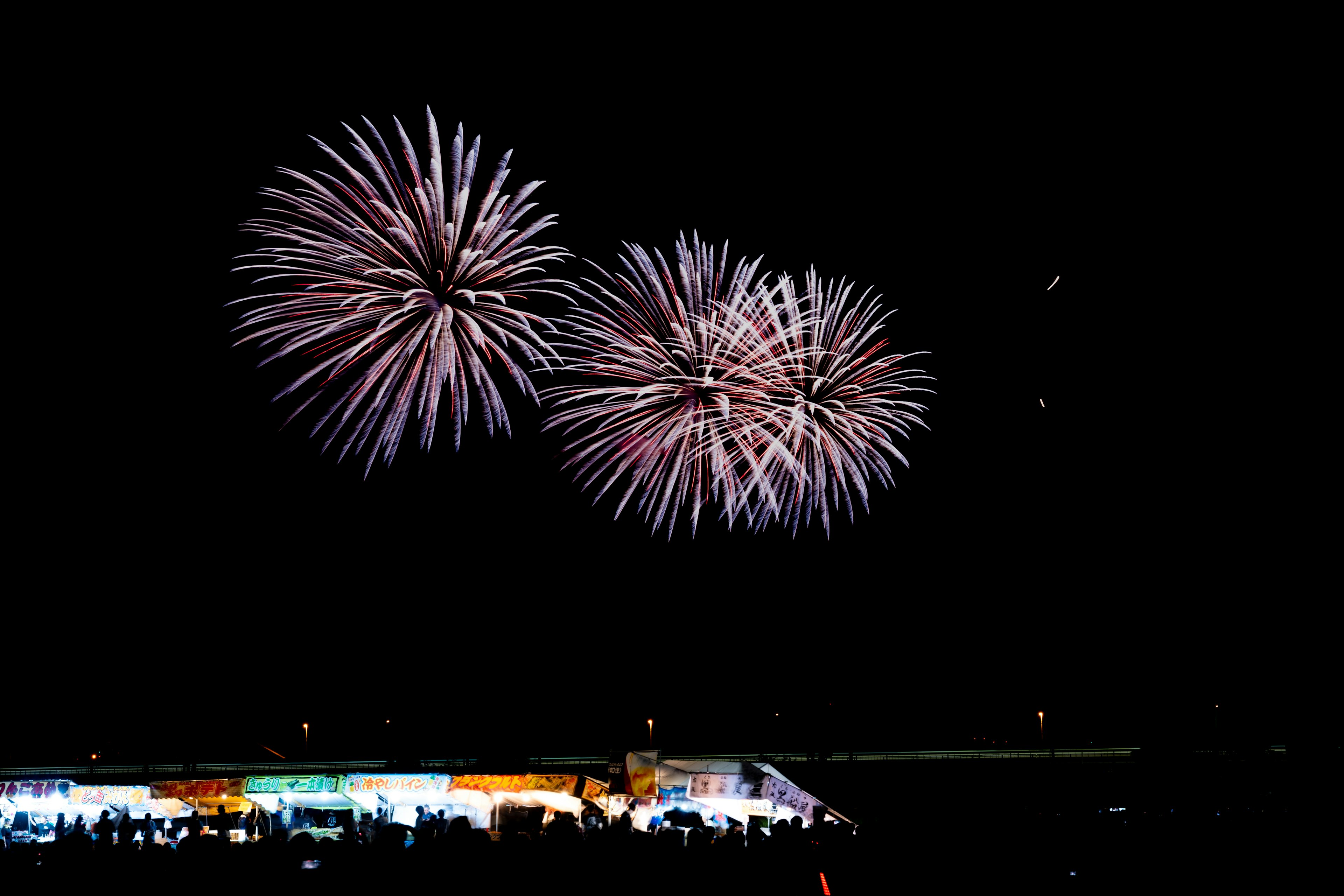 Hermoso espectáculo de fuegos artificiales en el cielo nocturno