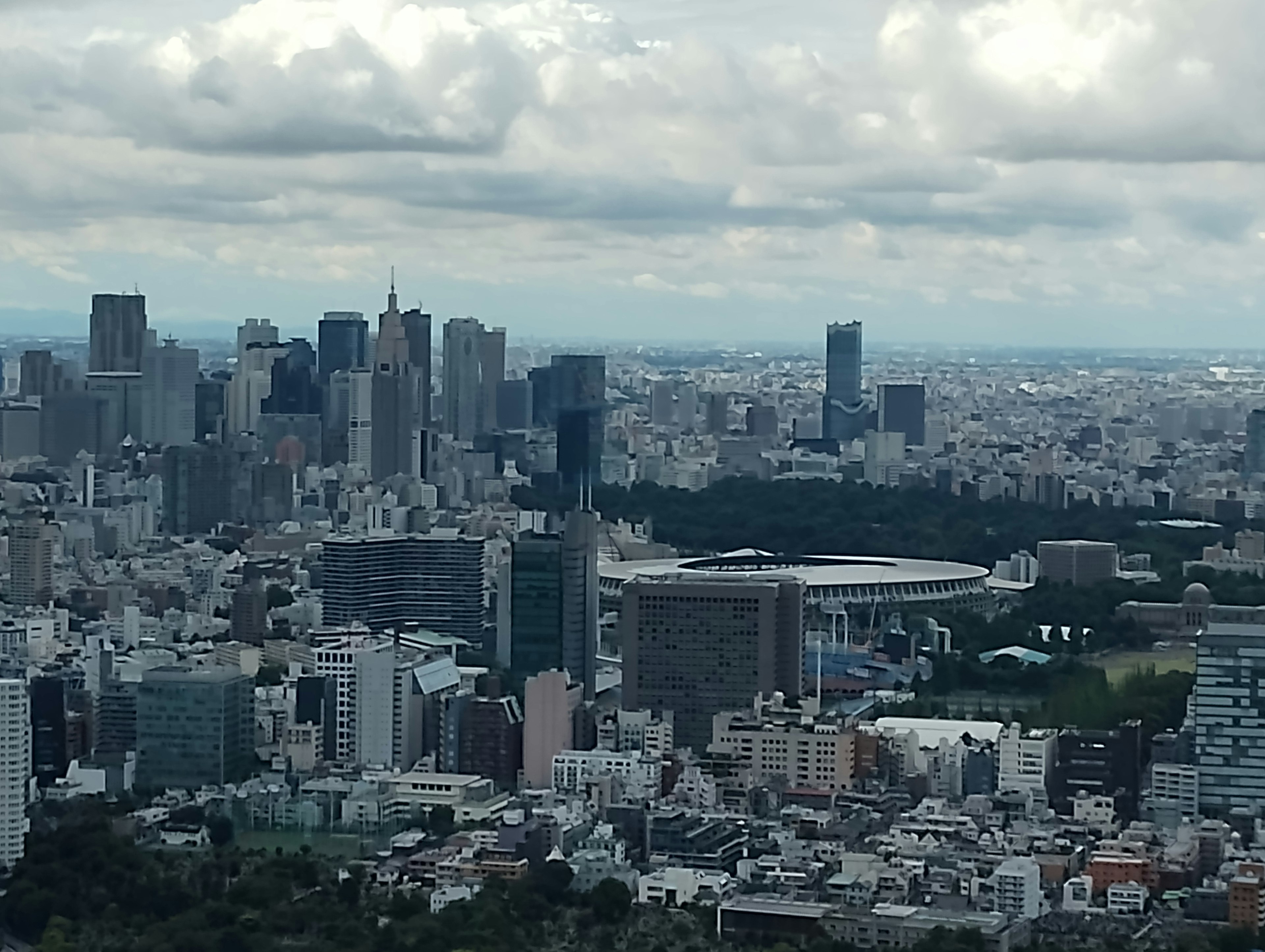 Tokyo cityscape with a cloudy sky