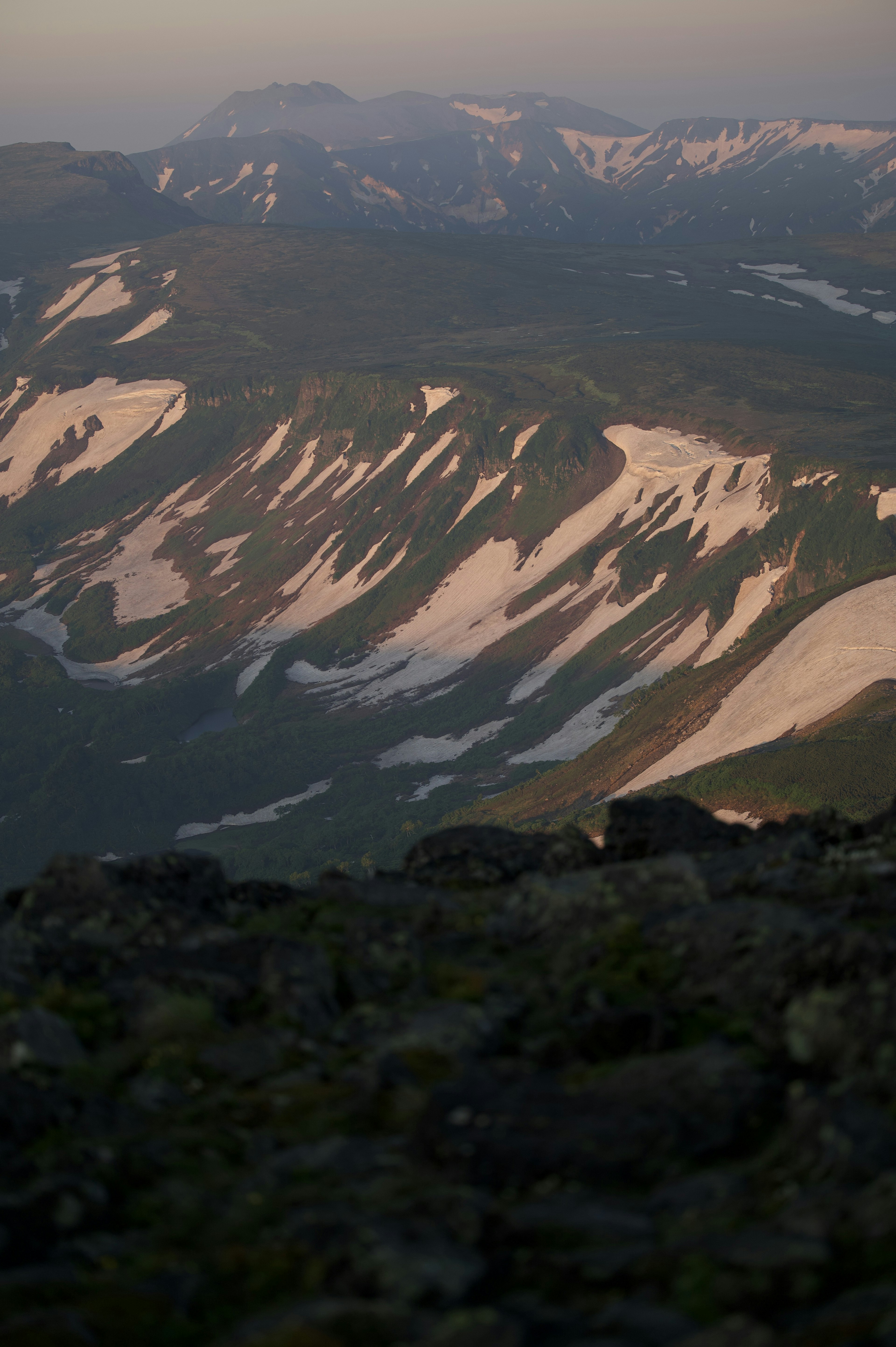 Beautiful mountain landscape with snow-capped slopes