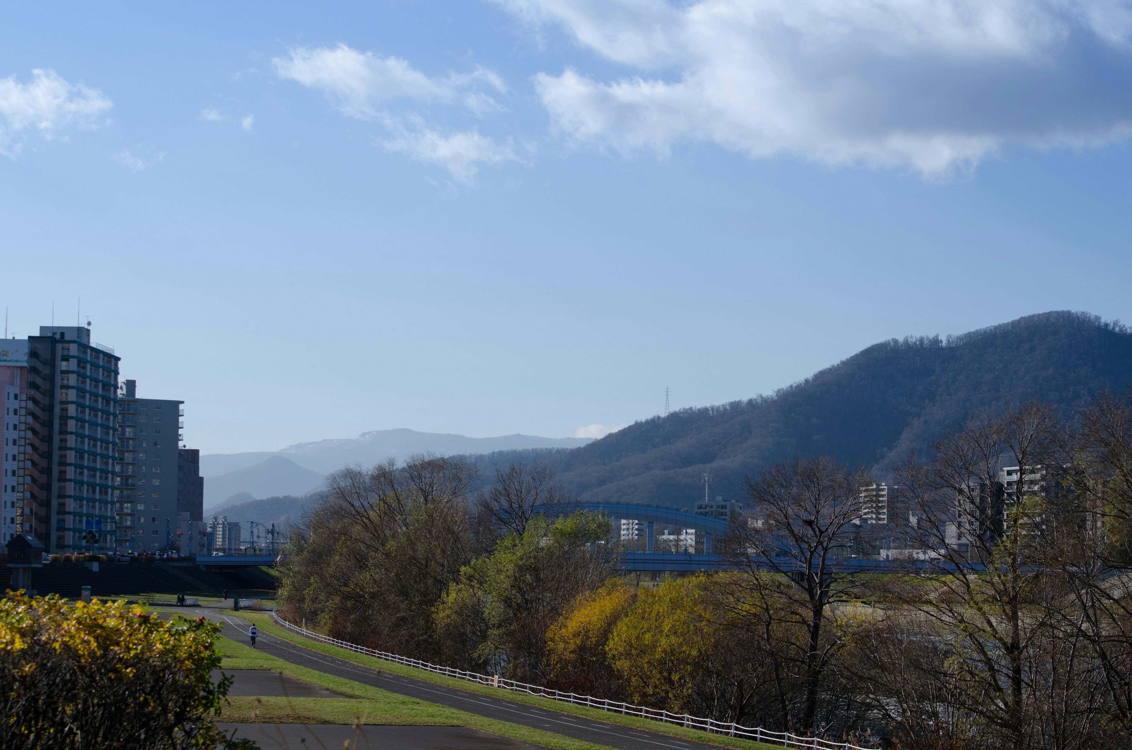 Clear sky landscape with mountains in the background