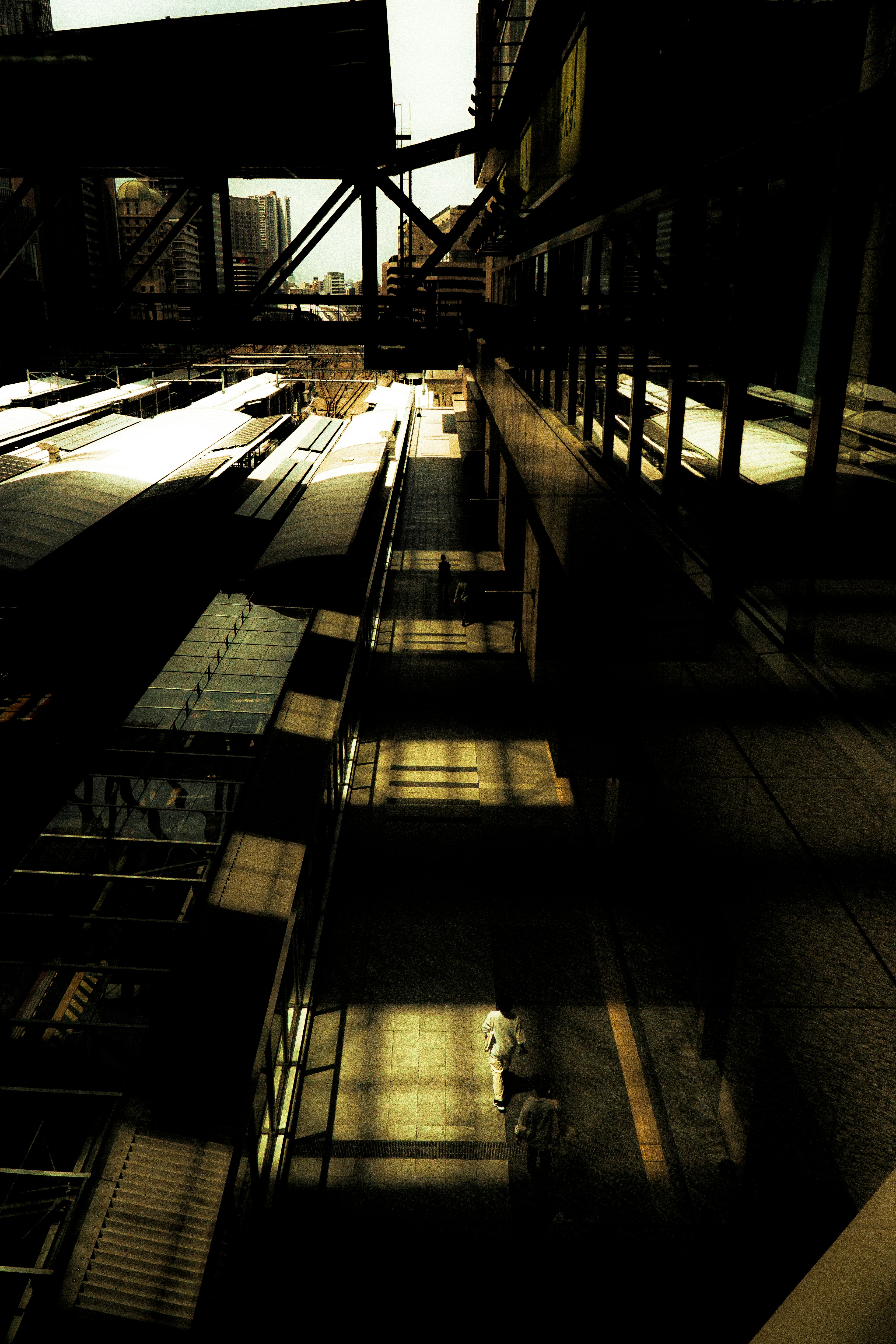 Contrast of shadows and light in an industrial structure